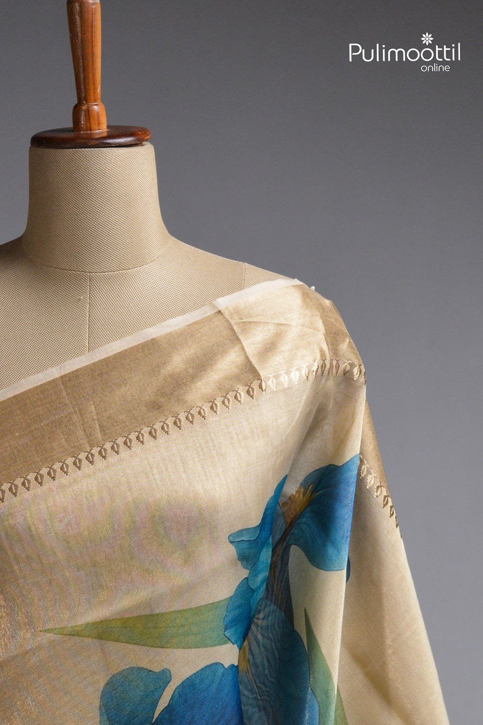 Light Golden Tissue Organza Traditional Saree