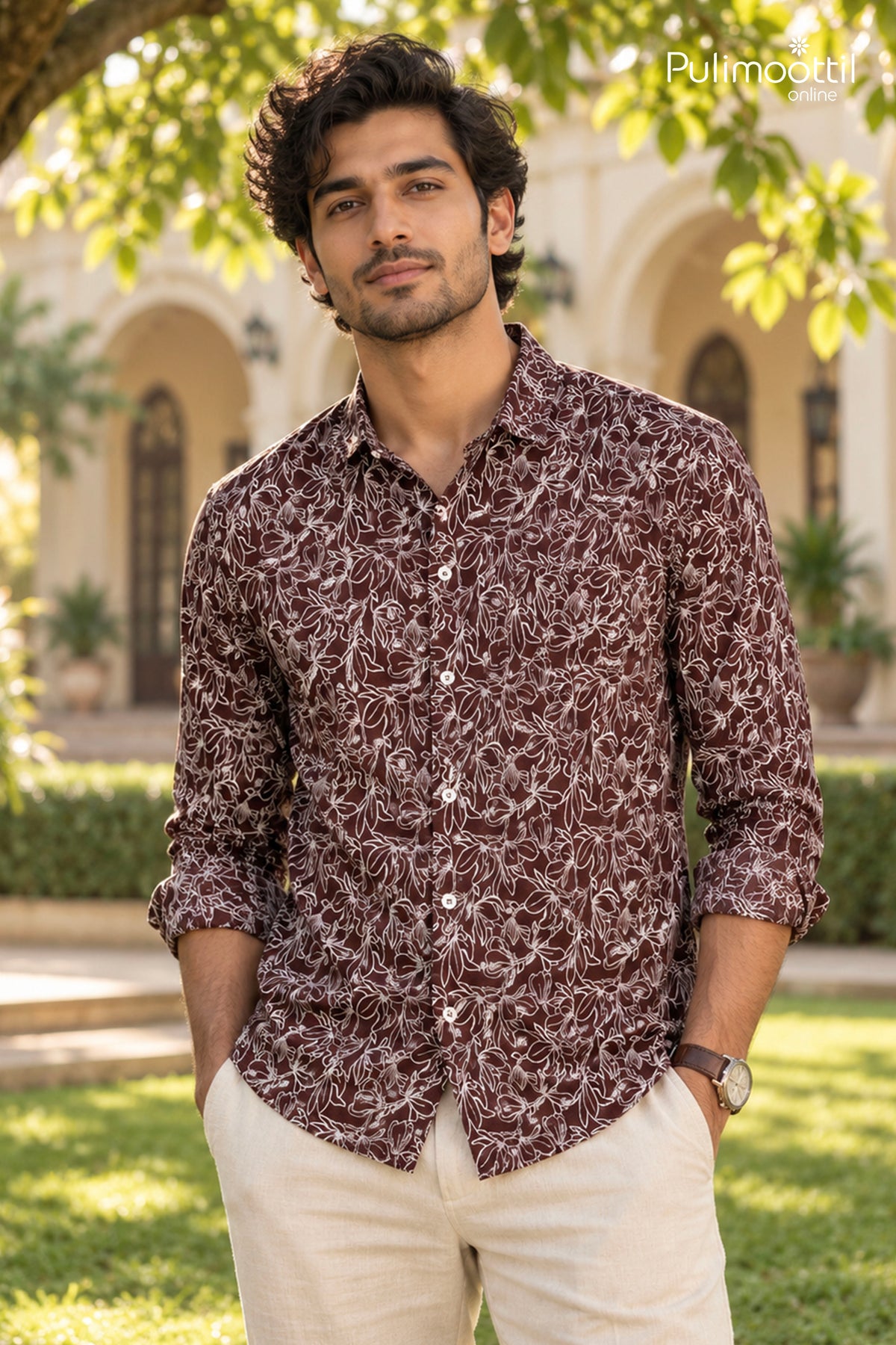 Maroon Brown Color Full Sleeve Mens Shirt