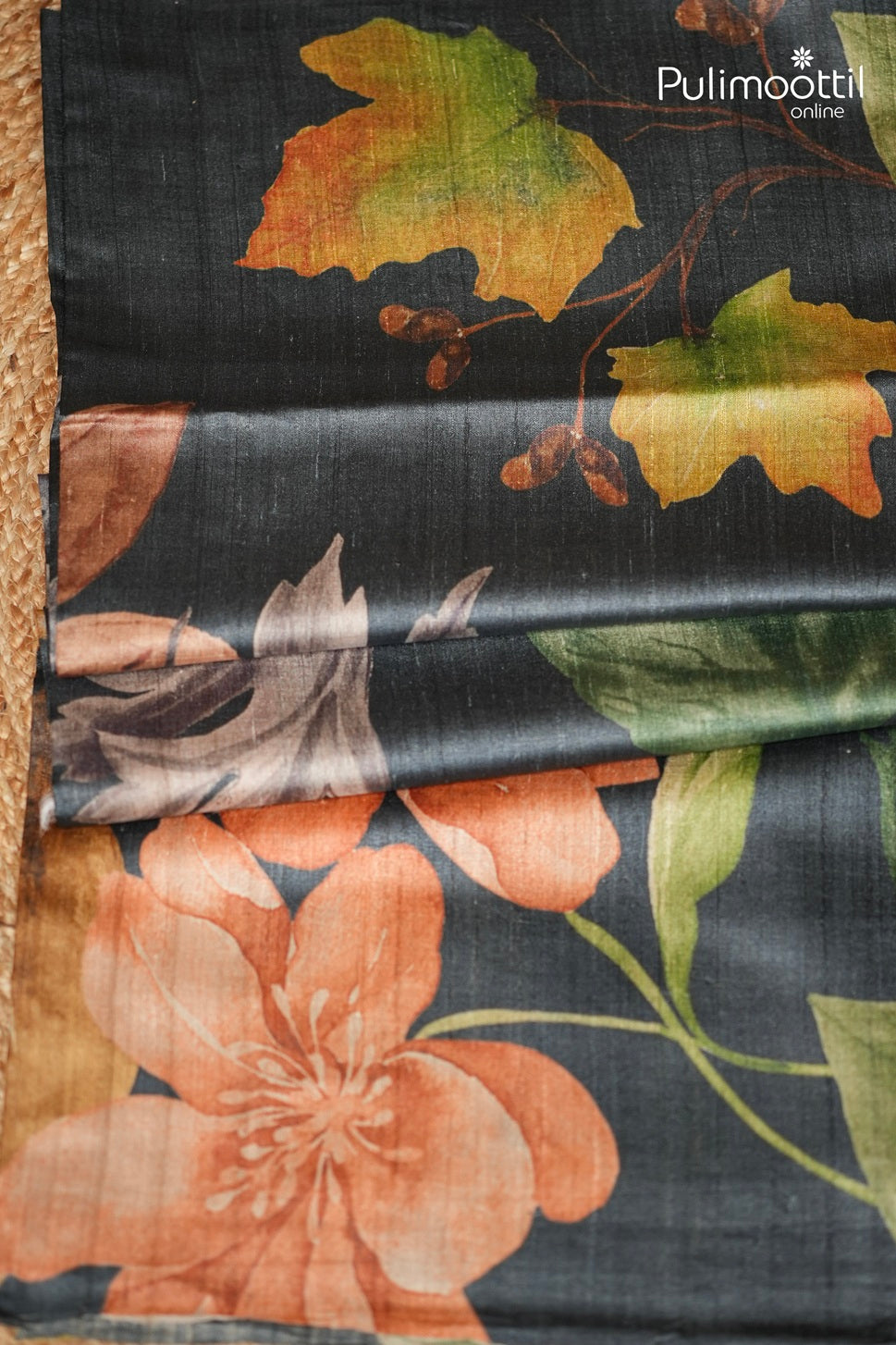 Black Colour Jute And Tussar Silk Saree