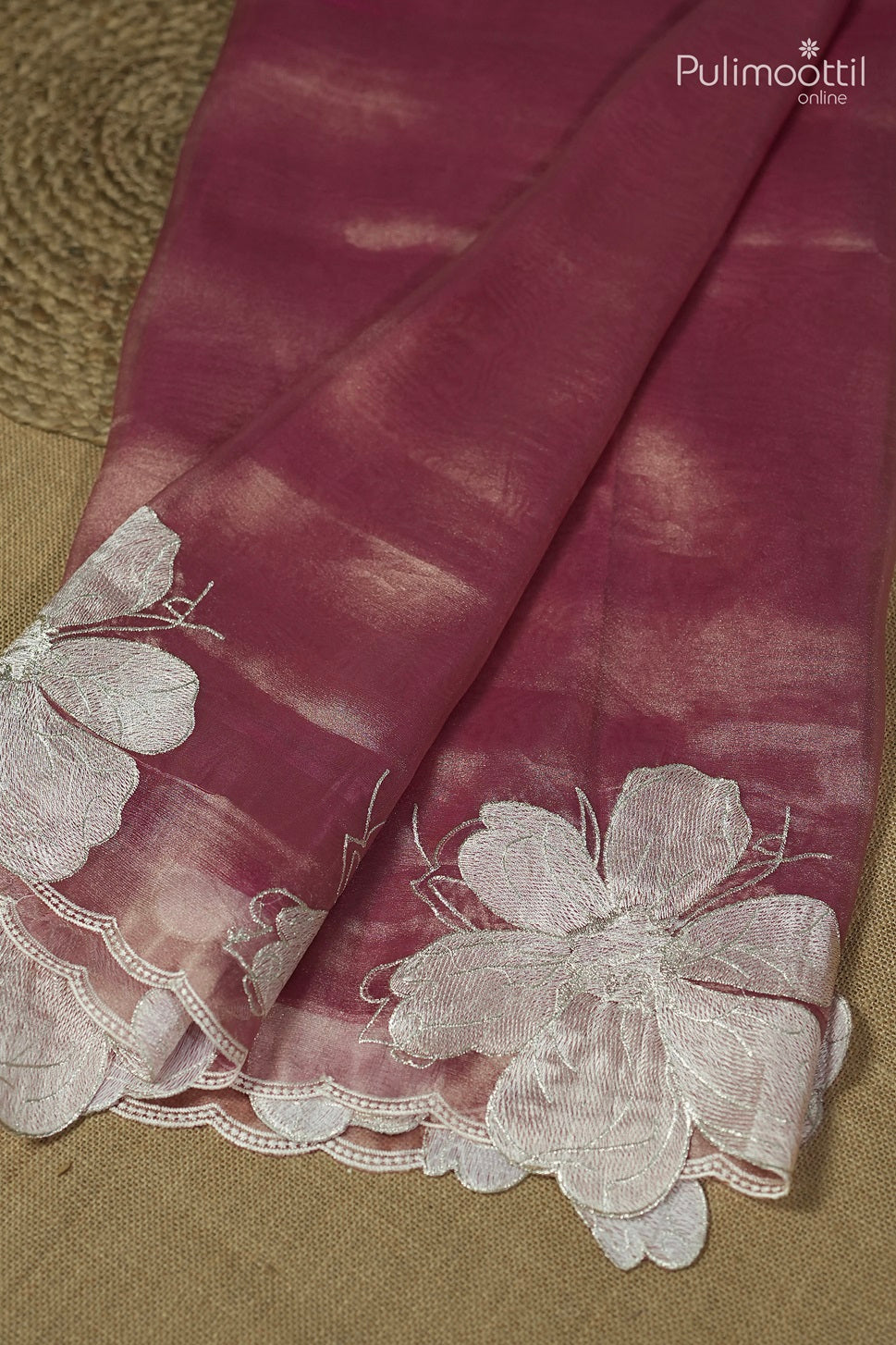 Pink Colour Shimmer Organza Saree