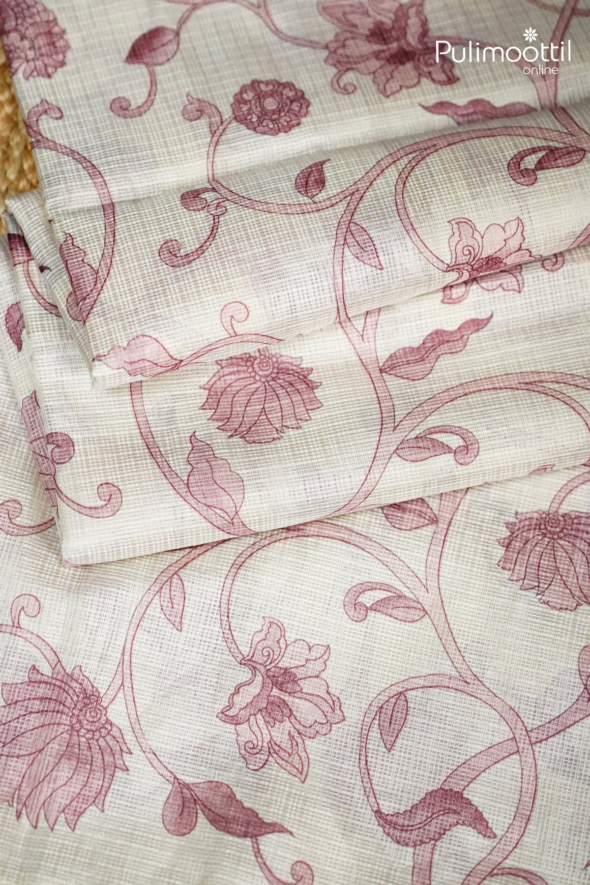 Ivory Colour Net Cotta Saree