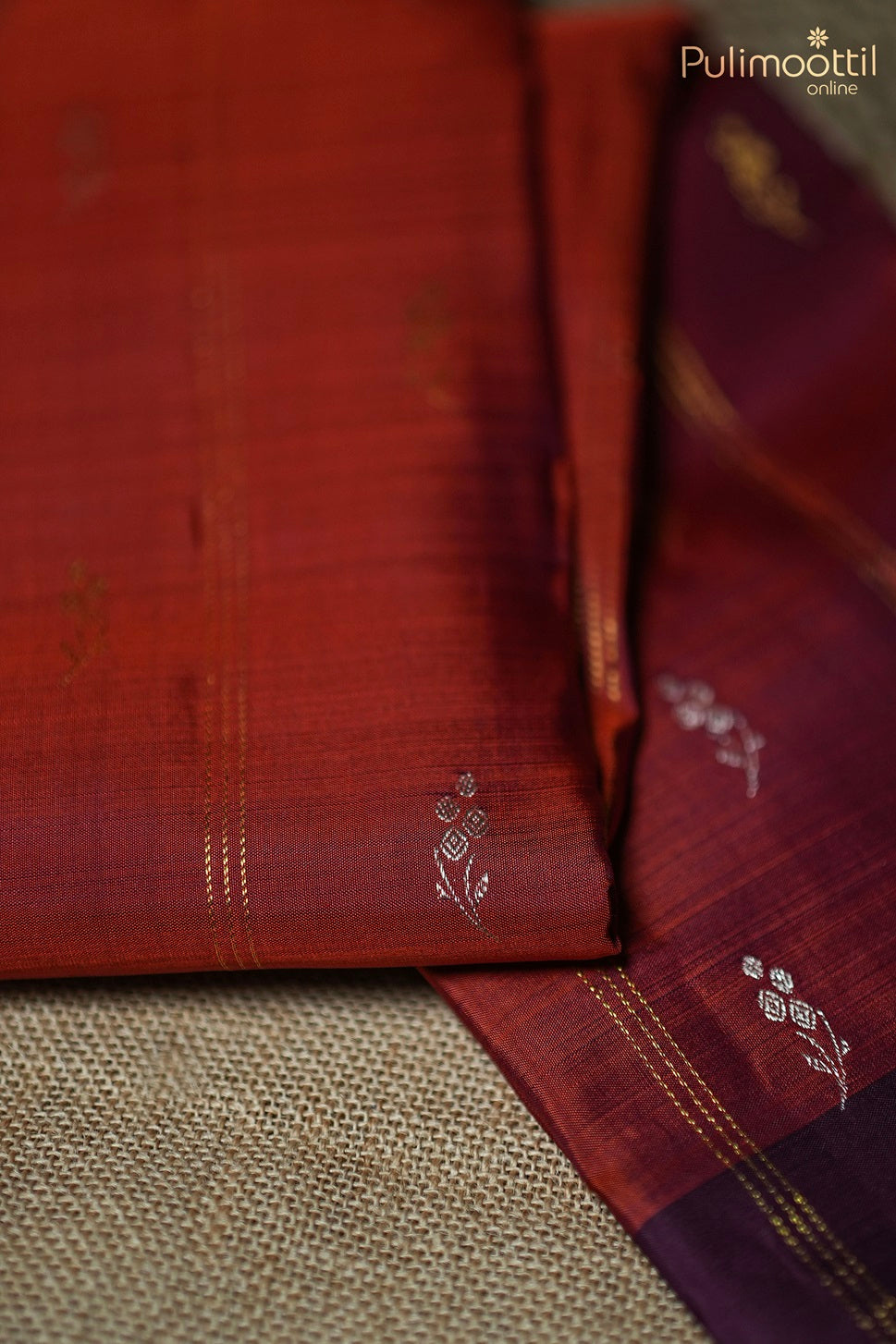 Brick Red Colour Kanchipuram Designer Saree