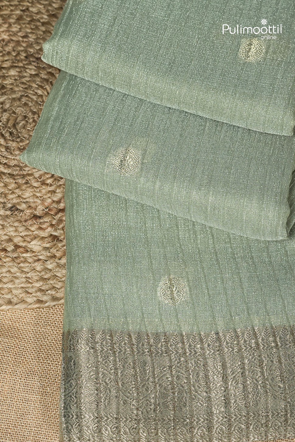 Light Pista Green Colour Semi Tissue Saree