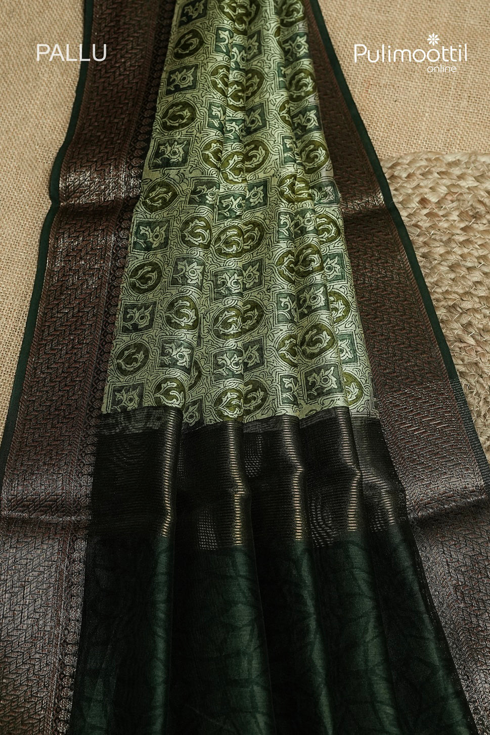 Olive Green Colour Chanderi Saree