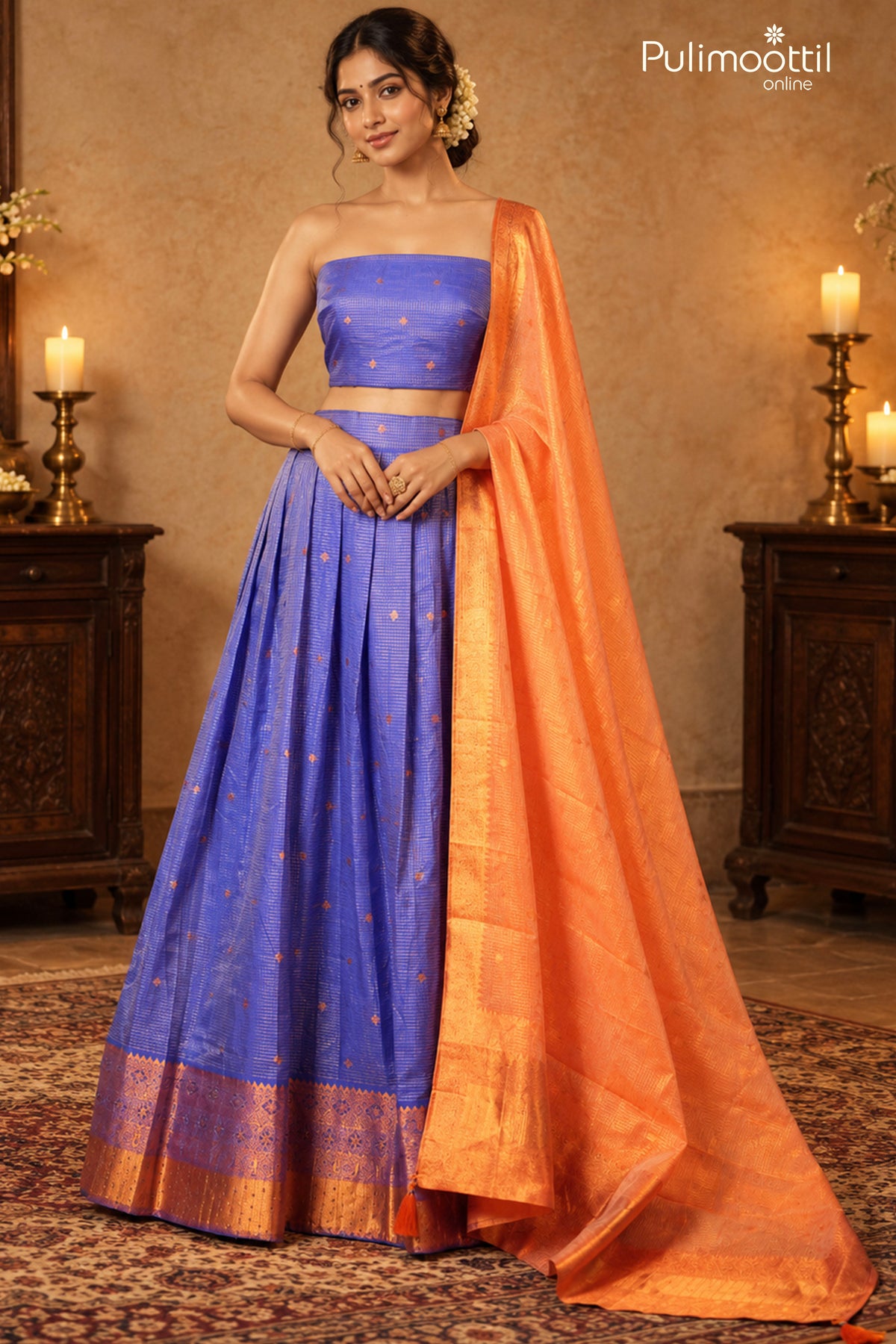 Copper Color Ready-to-Stitch Dhavani Set