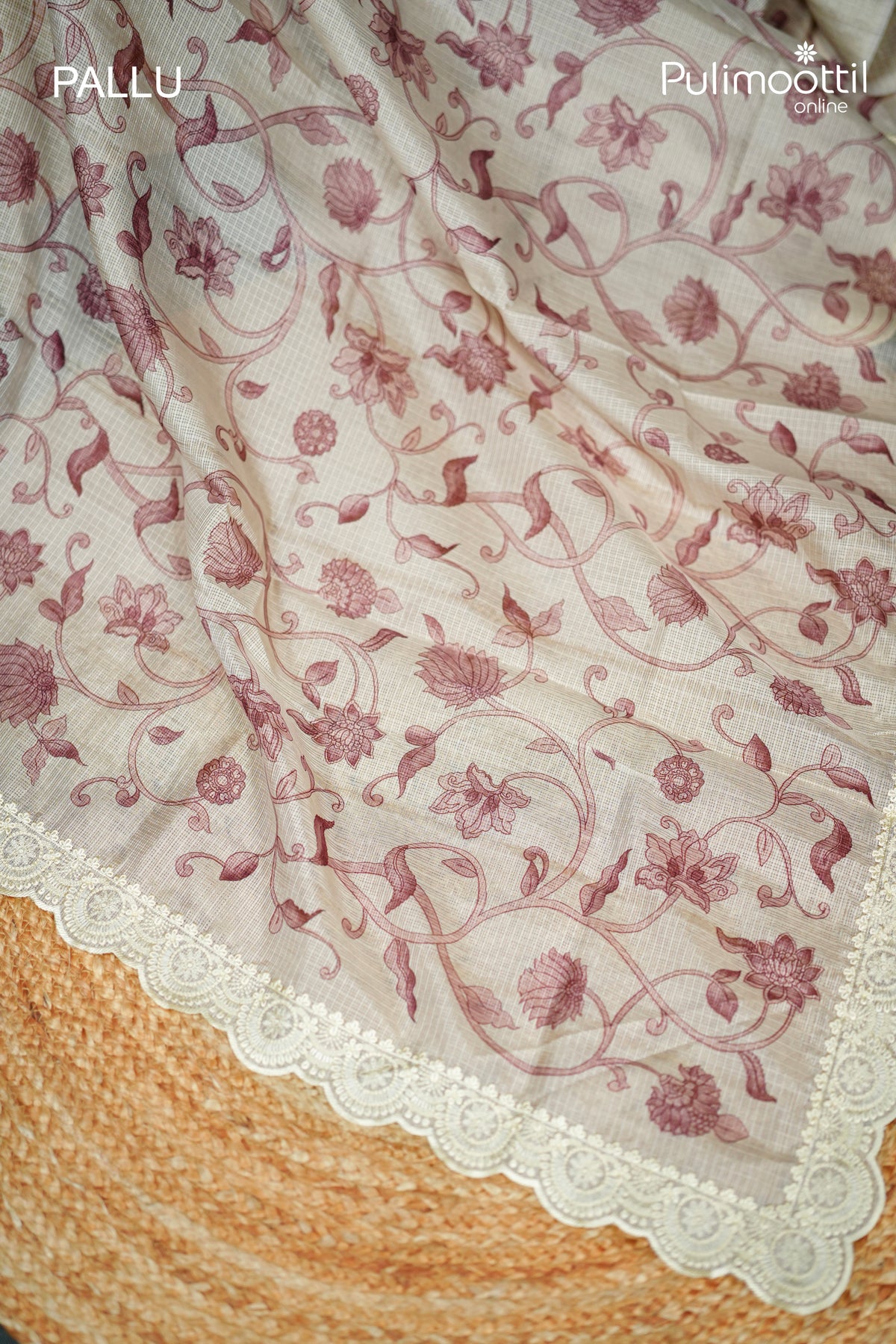 Ivory Colour Net Cotta Saree
