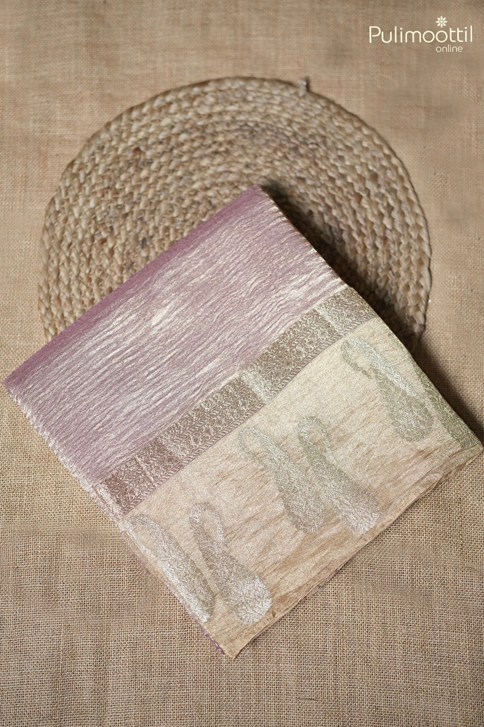 Lavender Colour Crushed Tissue Fancy Saree