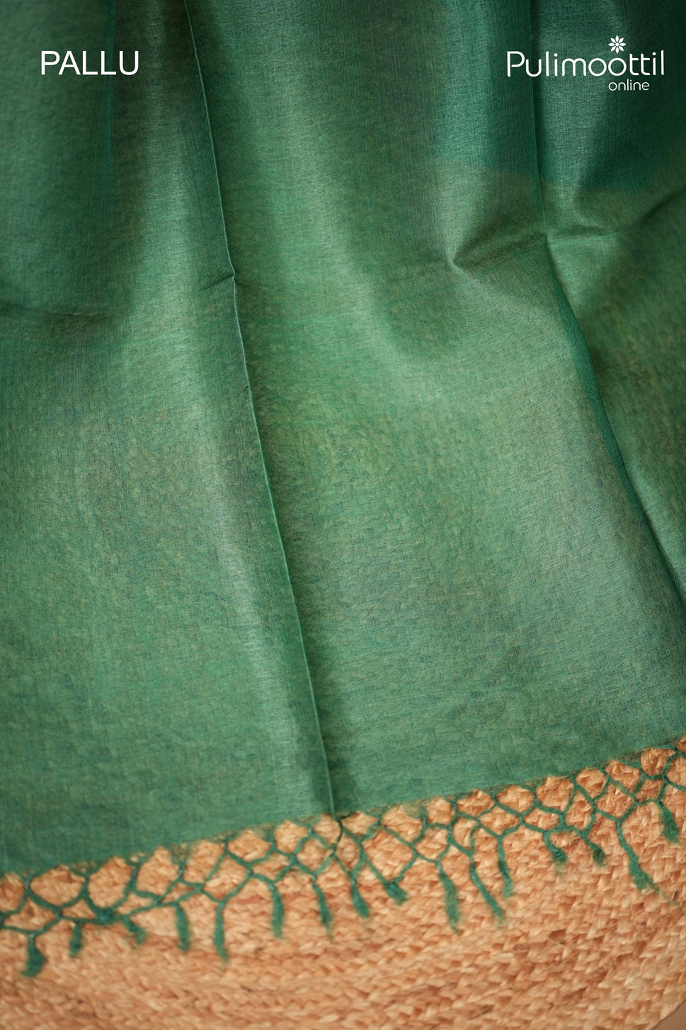 Peacock Green Colour Tussar Silk Saree