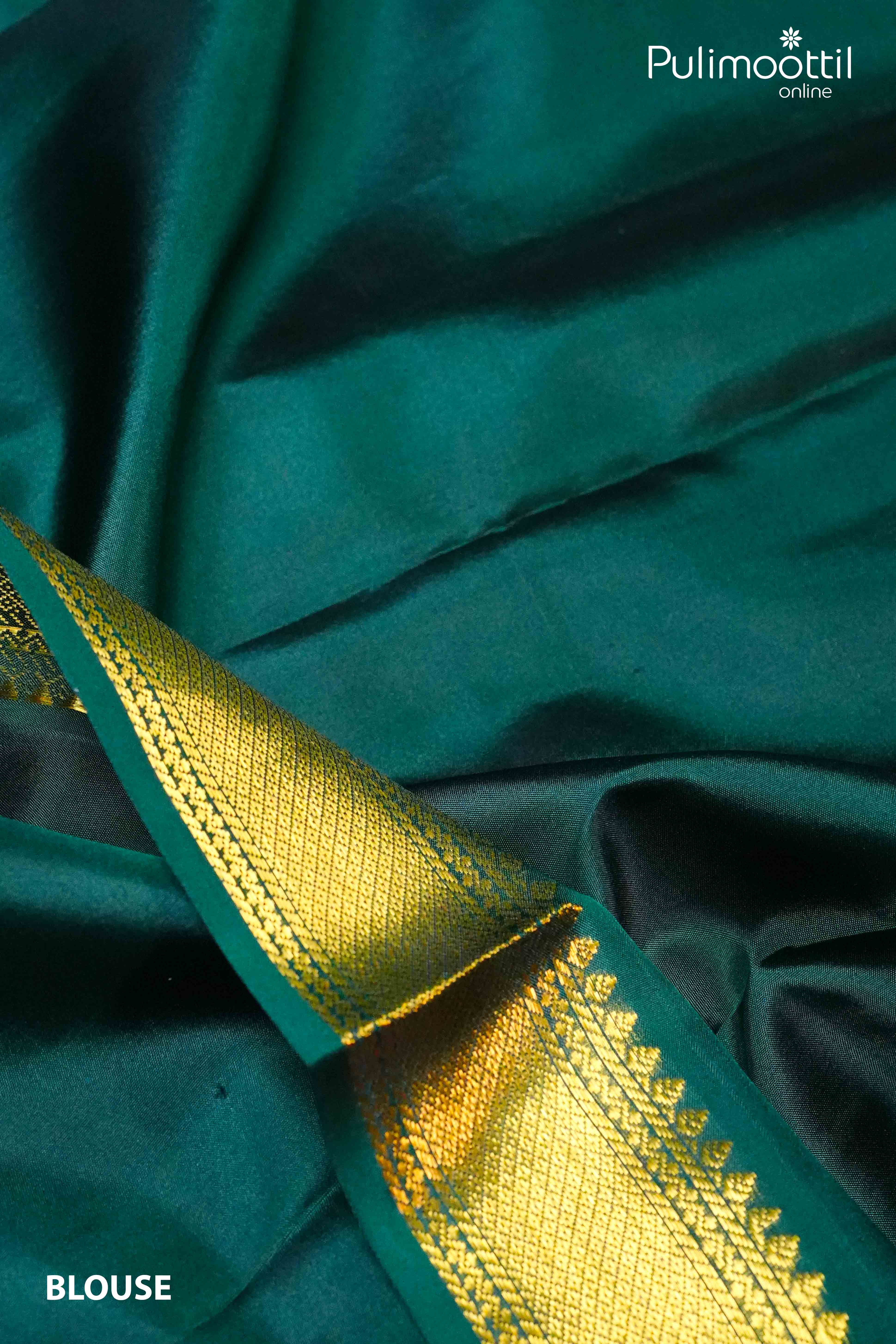 Golden Yellow Colour Pure Kanchipuram Saree.