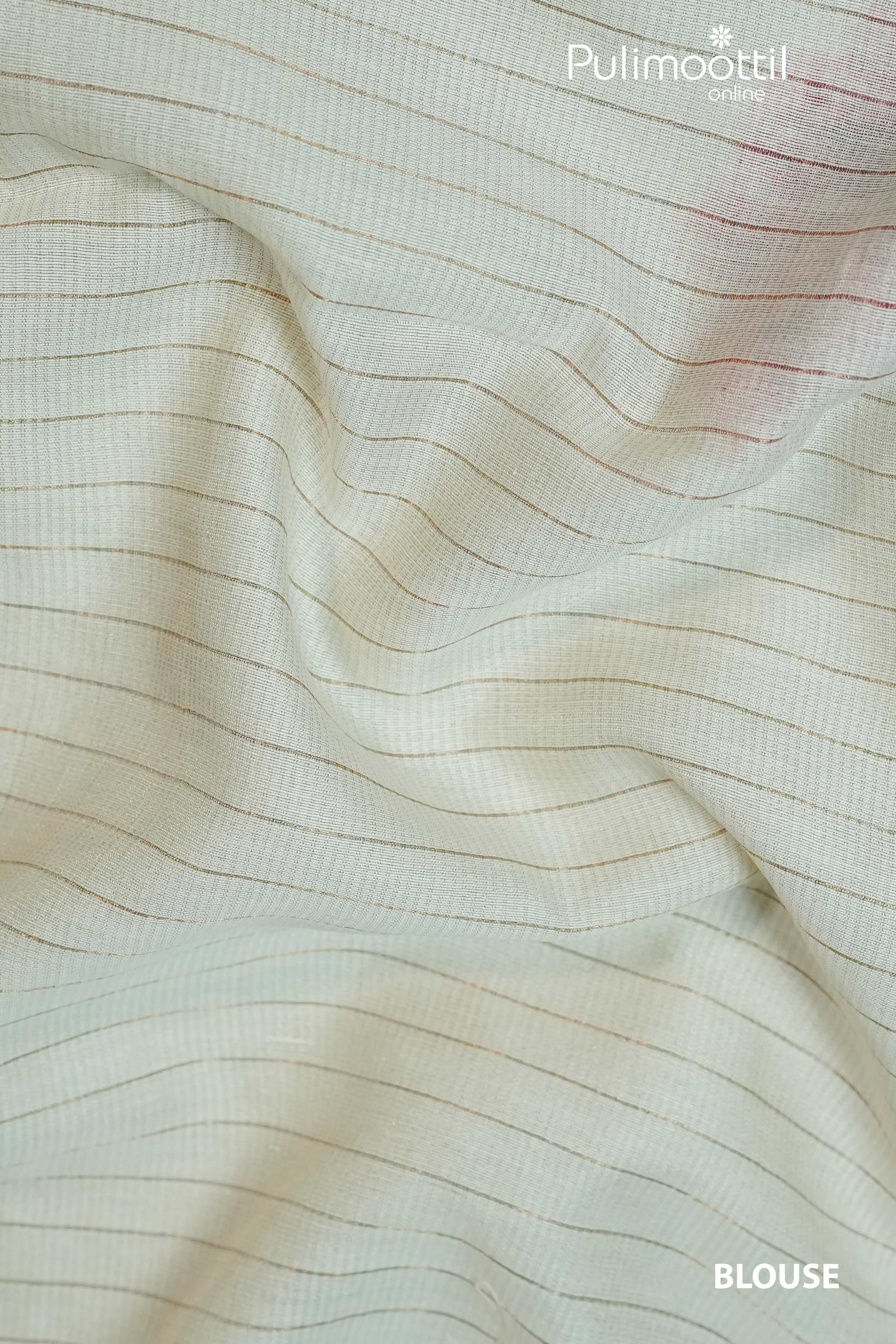Cream Colour Silky Cotta Silk Saree.
