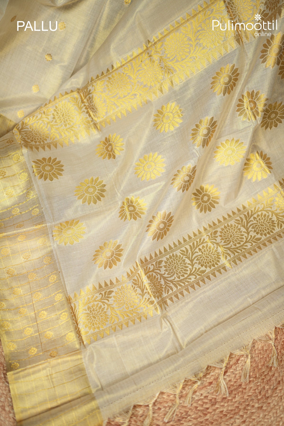 Kerala Traditional Golden Tissue Set Saree
