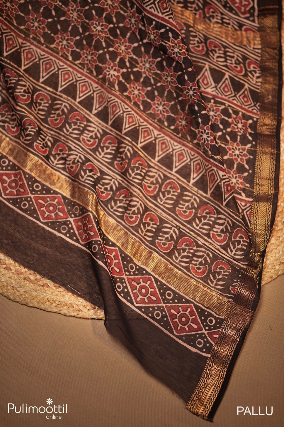 Brick Red Colour Chanderi Saree