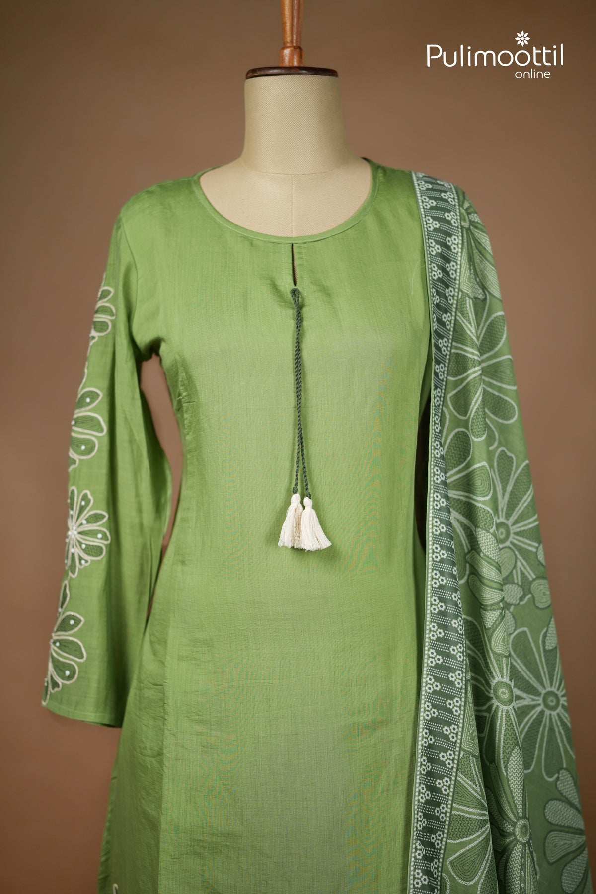 Pistachio Green Colour Chanderi Churidar Set