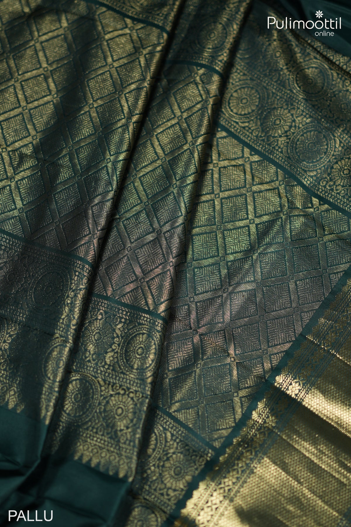 Dark Bottle Green Colour Kanchipuram Soft Silk Saree.