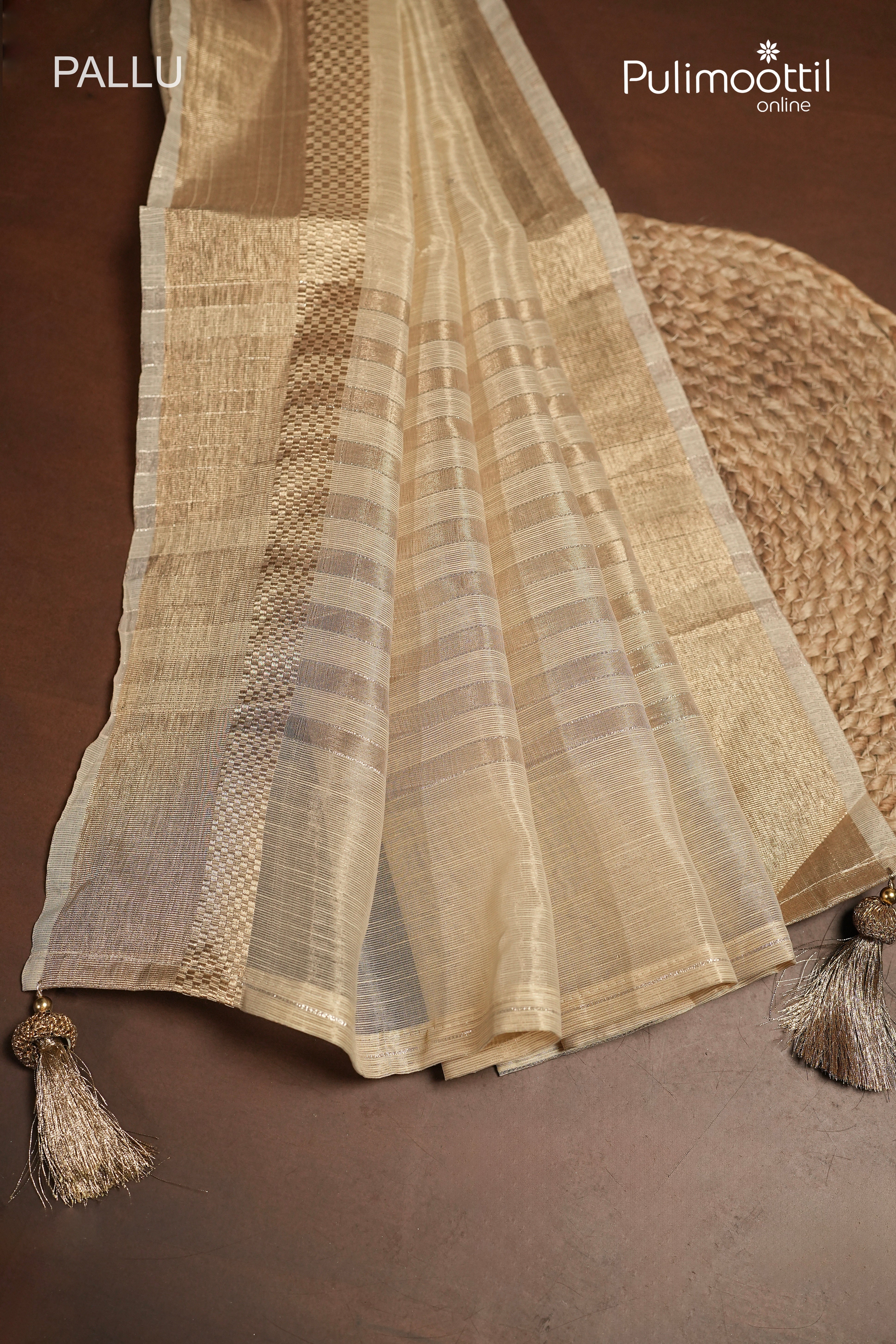 Golden Tissue Organza Traditional Saree