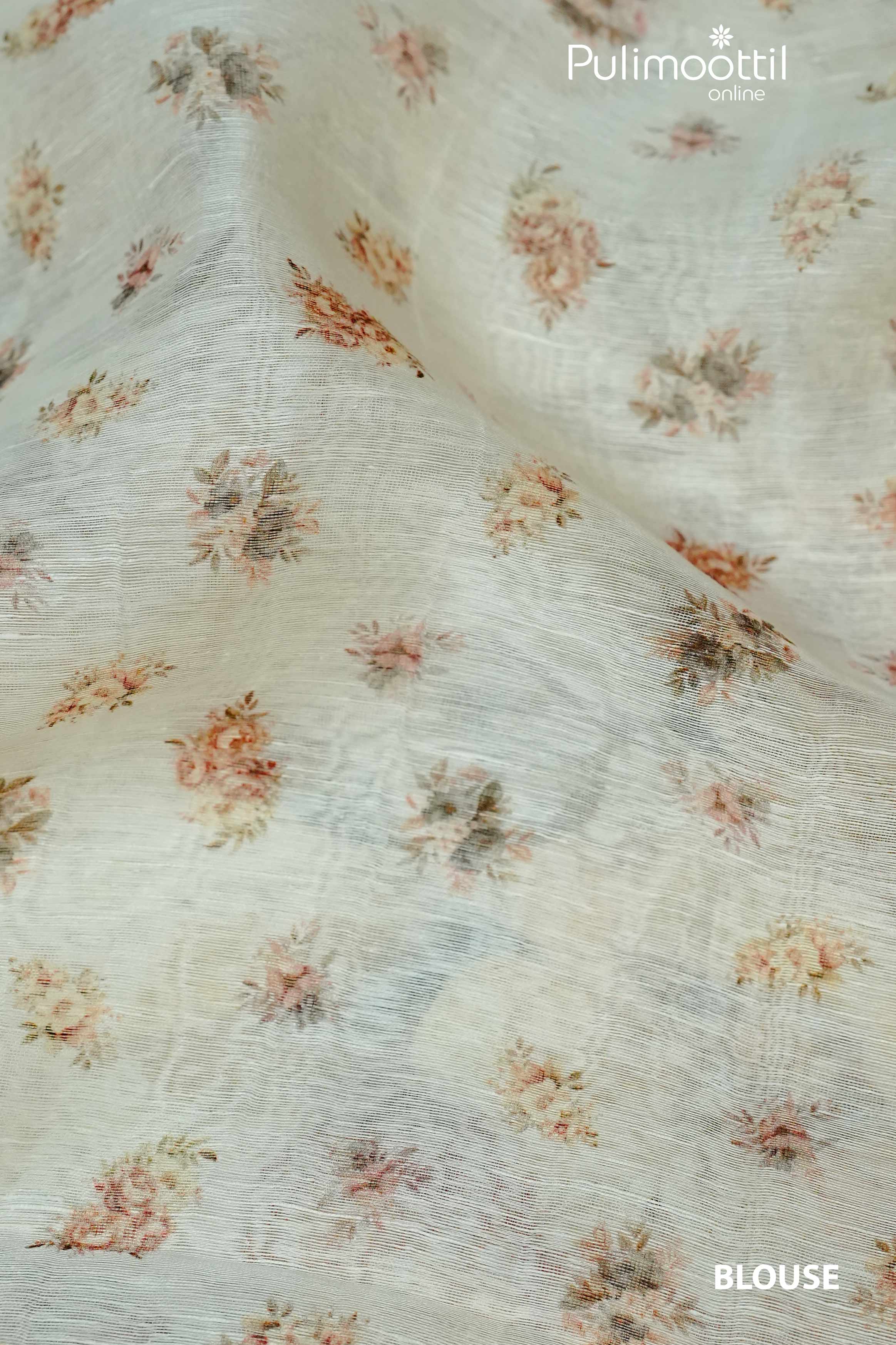 Off White Colour Linen Silk Saree.