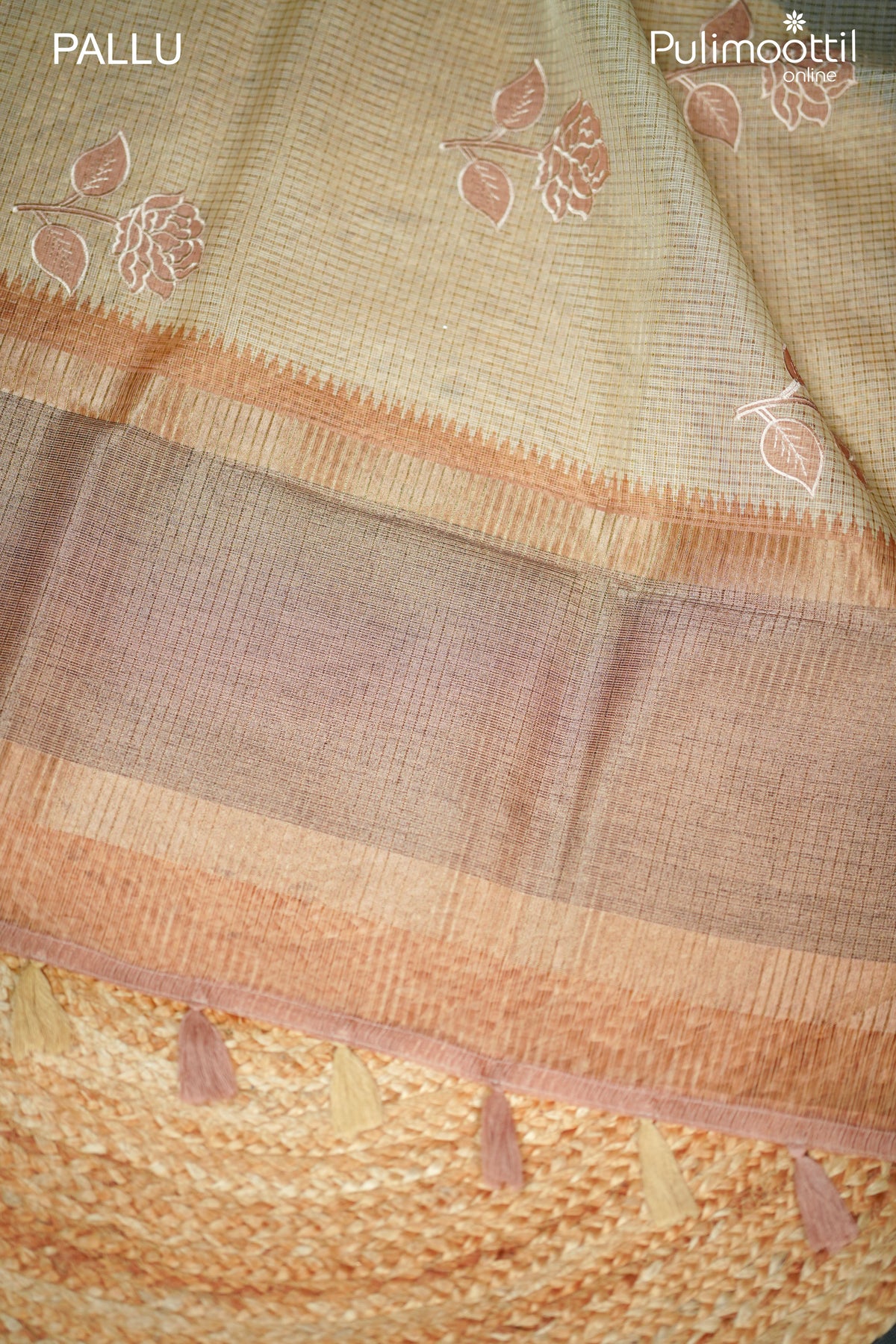 Ivory Colour Net Cotta Saree