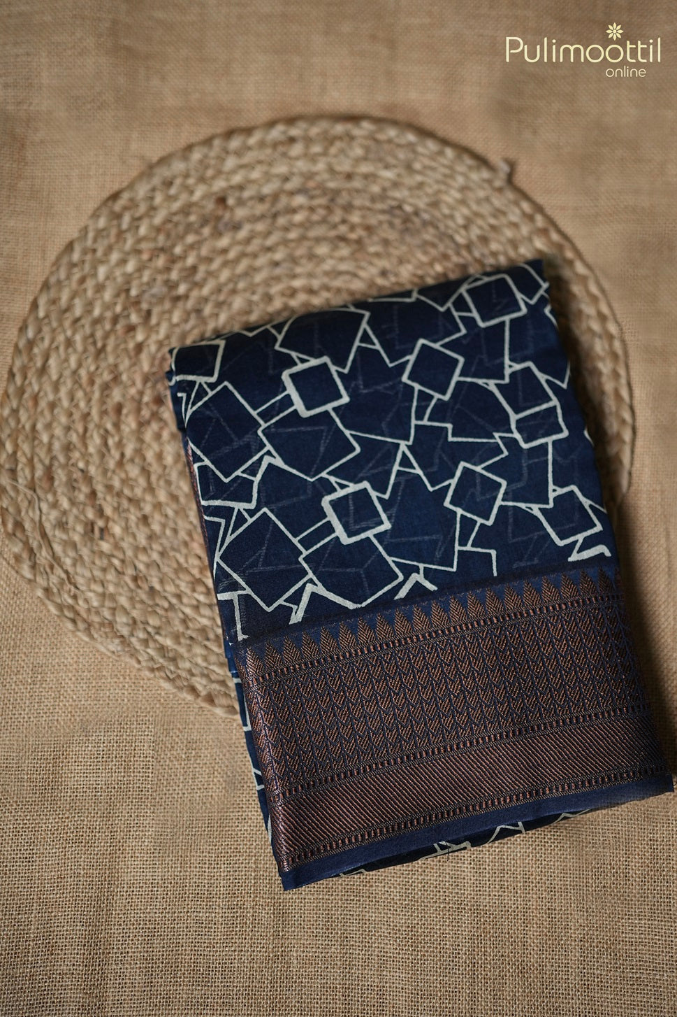 Dark Blue Colour Chanderi Saree