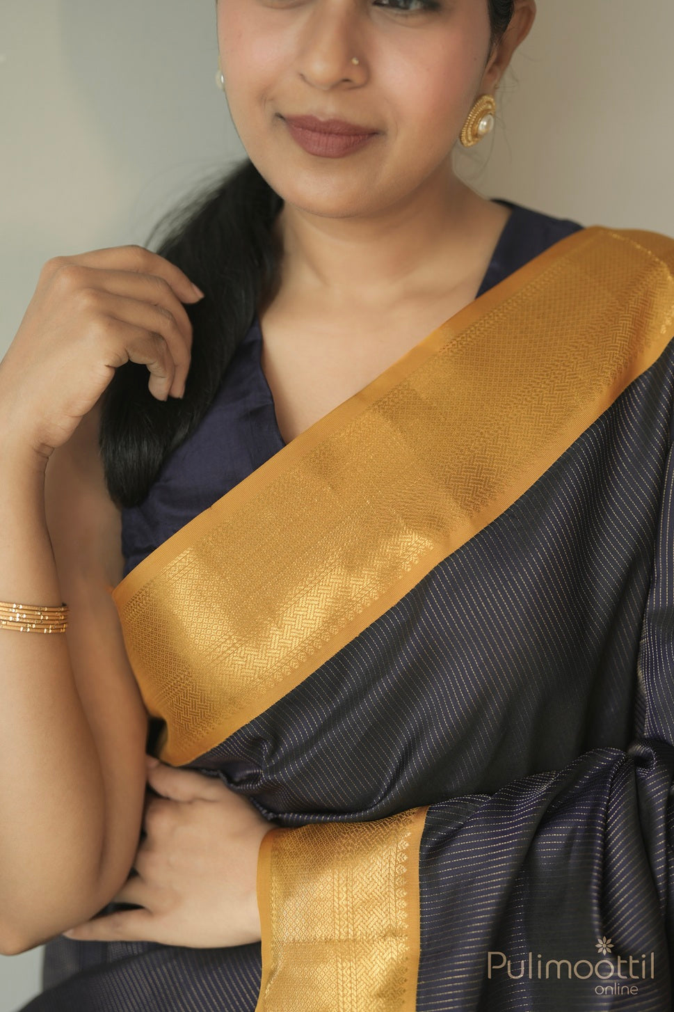 Violet Colour Kanchipuram Saree.