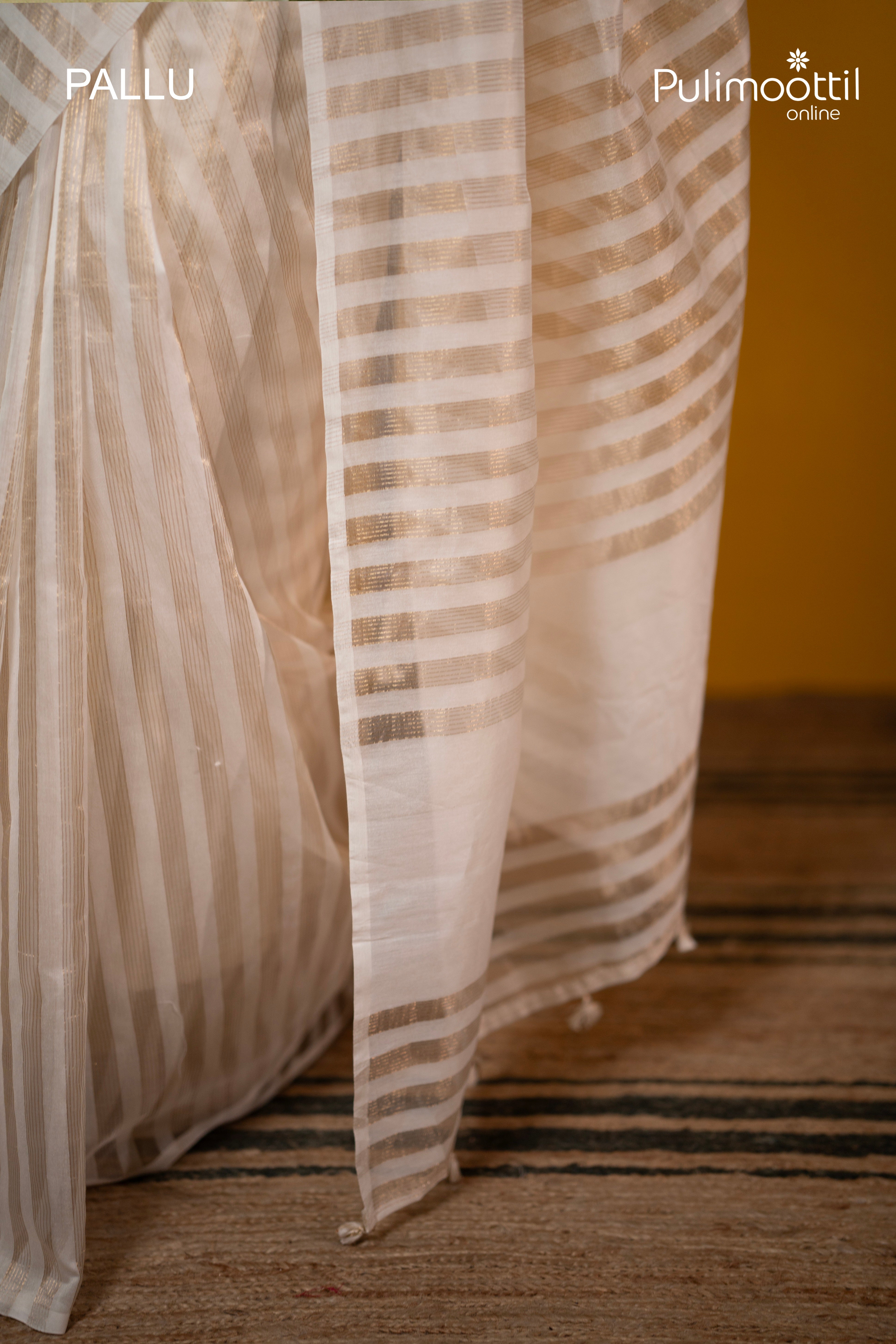 Offwhite Colour Semi Chanderi Traditional Saree