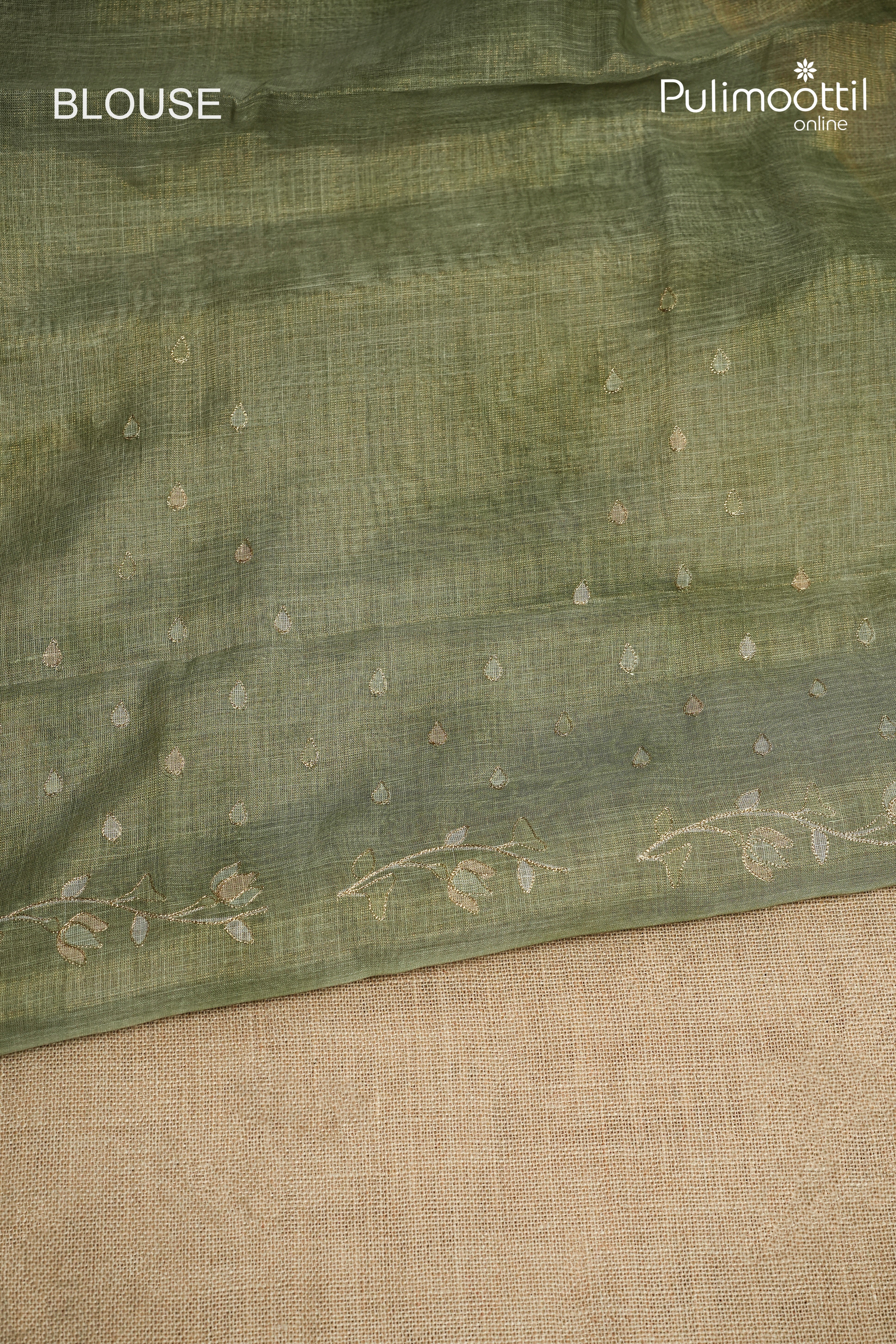 Light Olive Green Colour Linen Tissue Saree