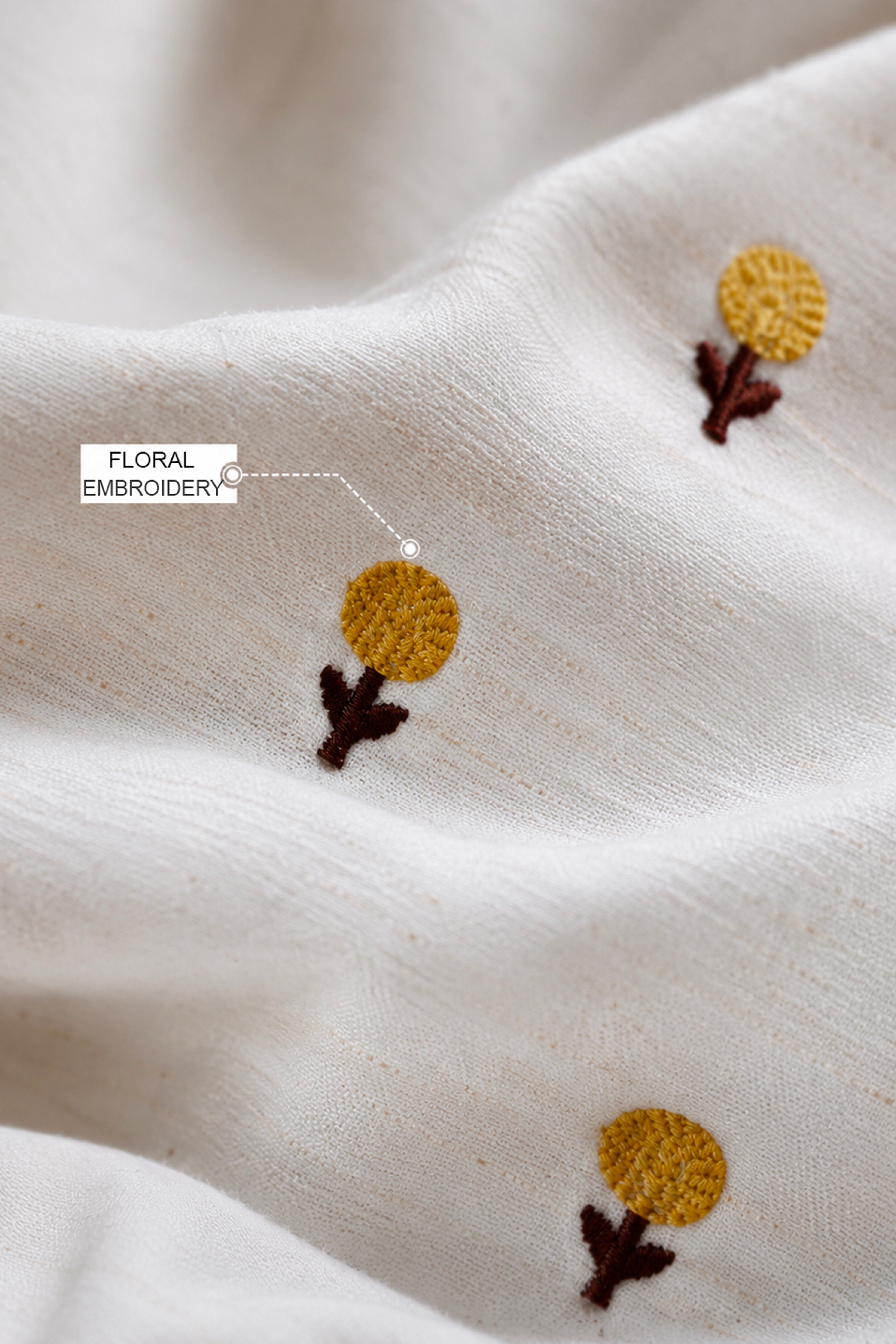 Offwhite Colour Shirt Featuring Floral Embroitery