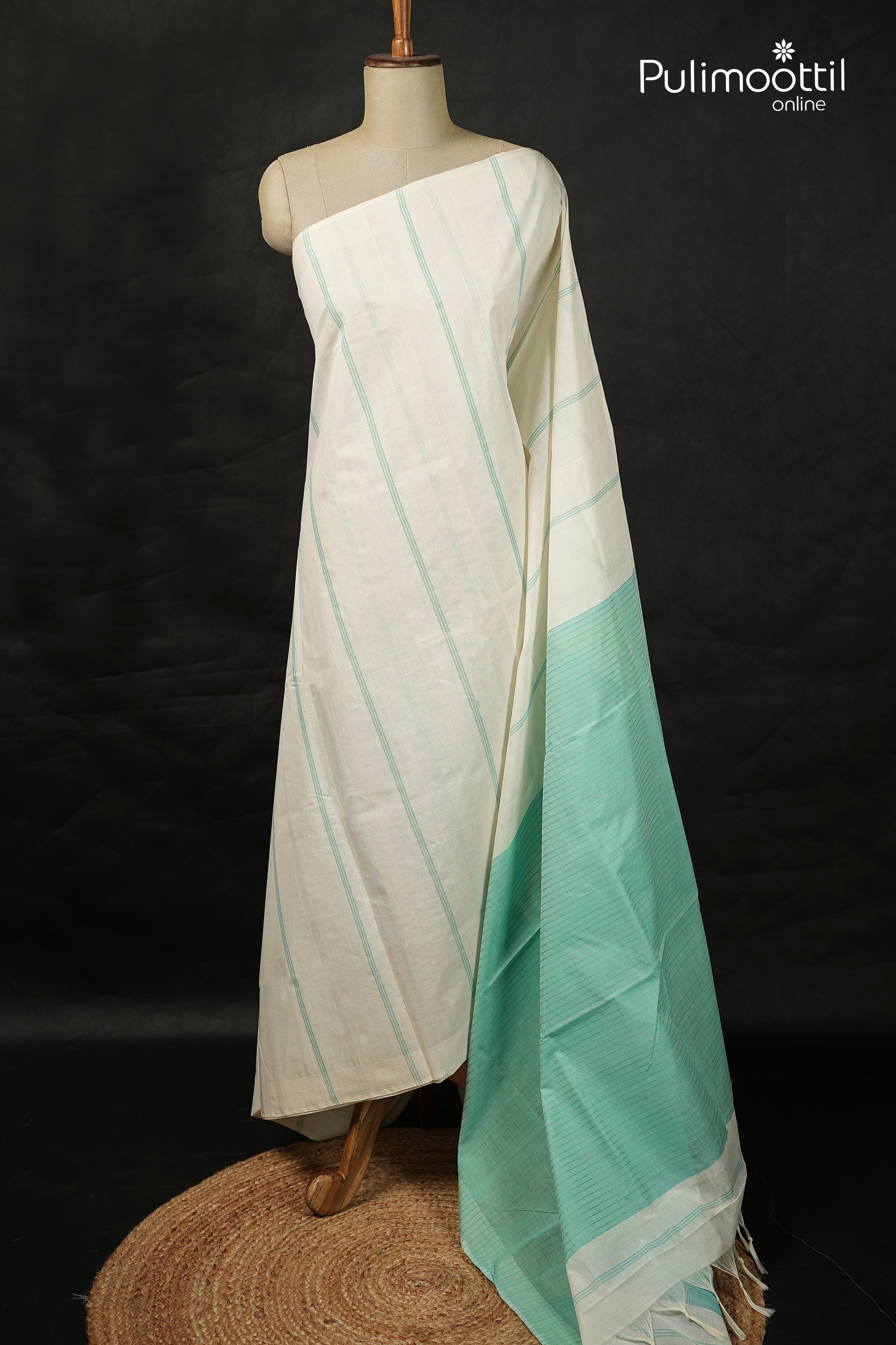 Offwhite Colour Handloom Cotton Saree