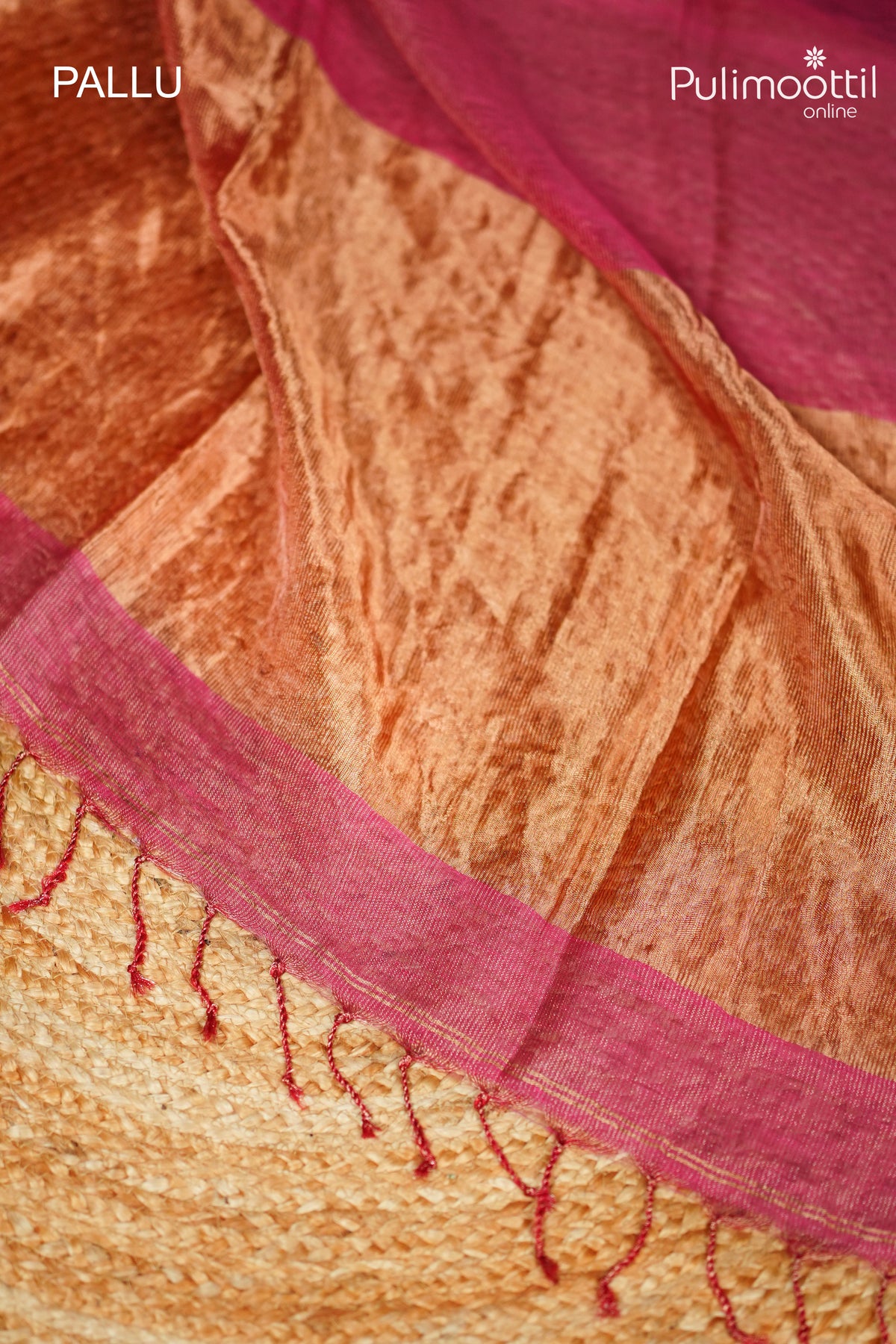 Rani Pink Colour Linen Saree