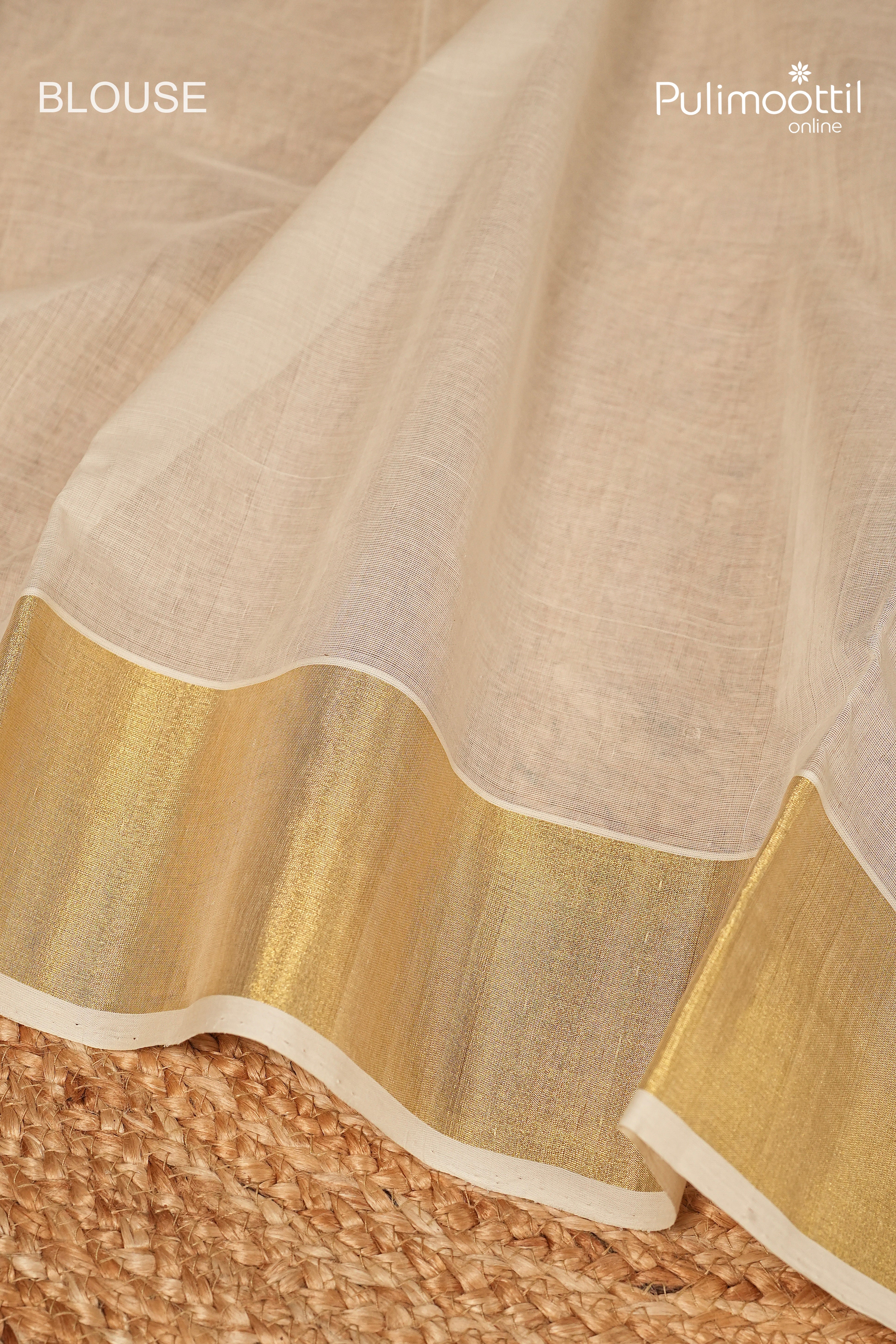 OffWhite Colour Kerala Traditional Handloom Set Saree