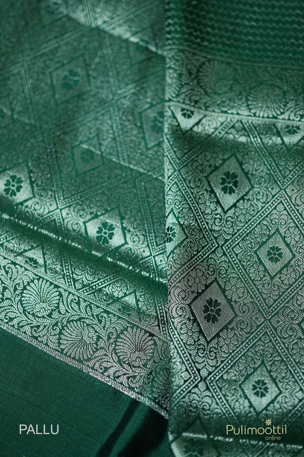 Bottle Green Chiniya Silk Saree