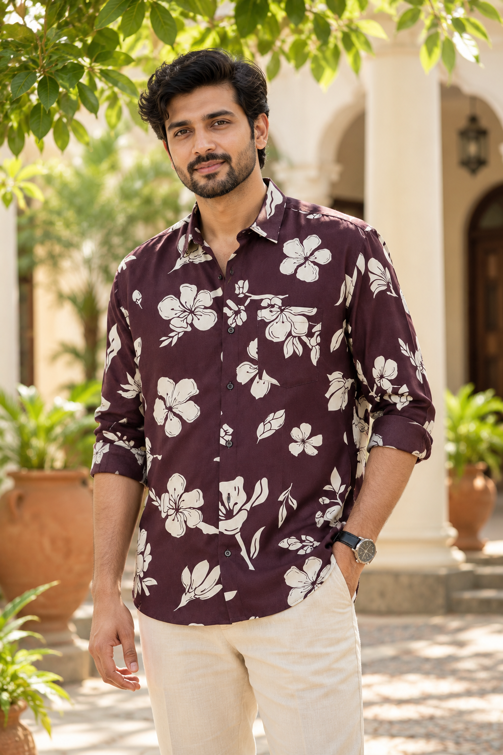 Maroon Color Full Sleeve Mens Shirt