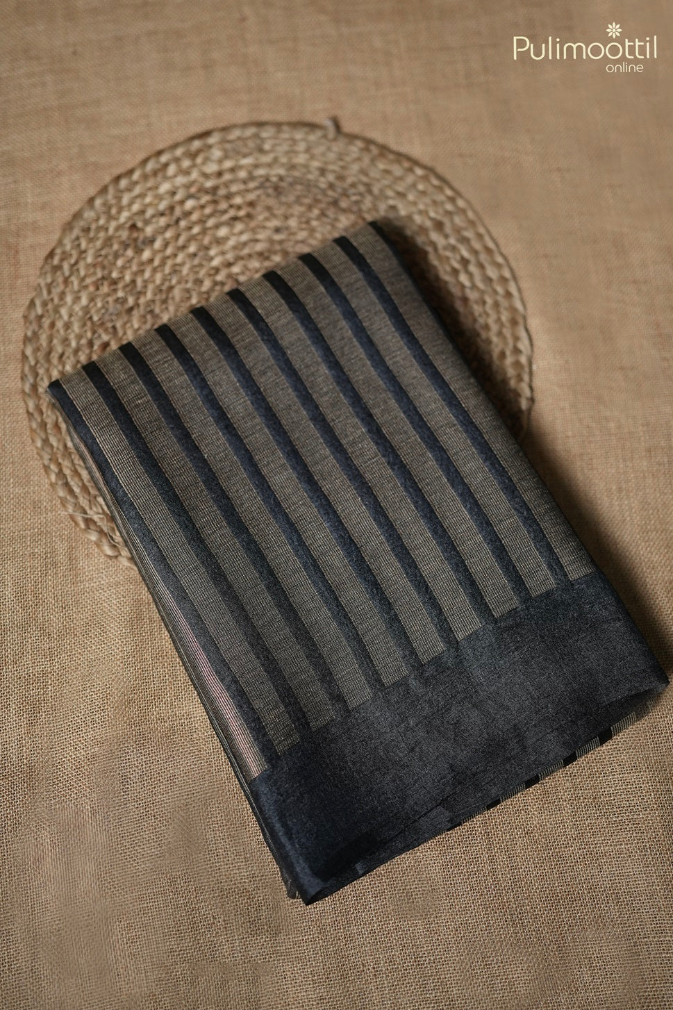 Black Colour Tussar Saree