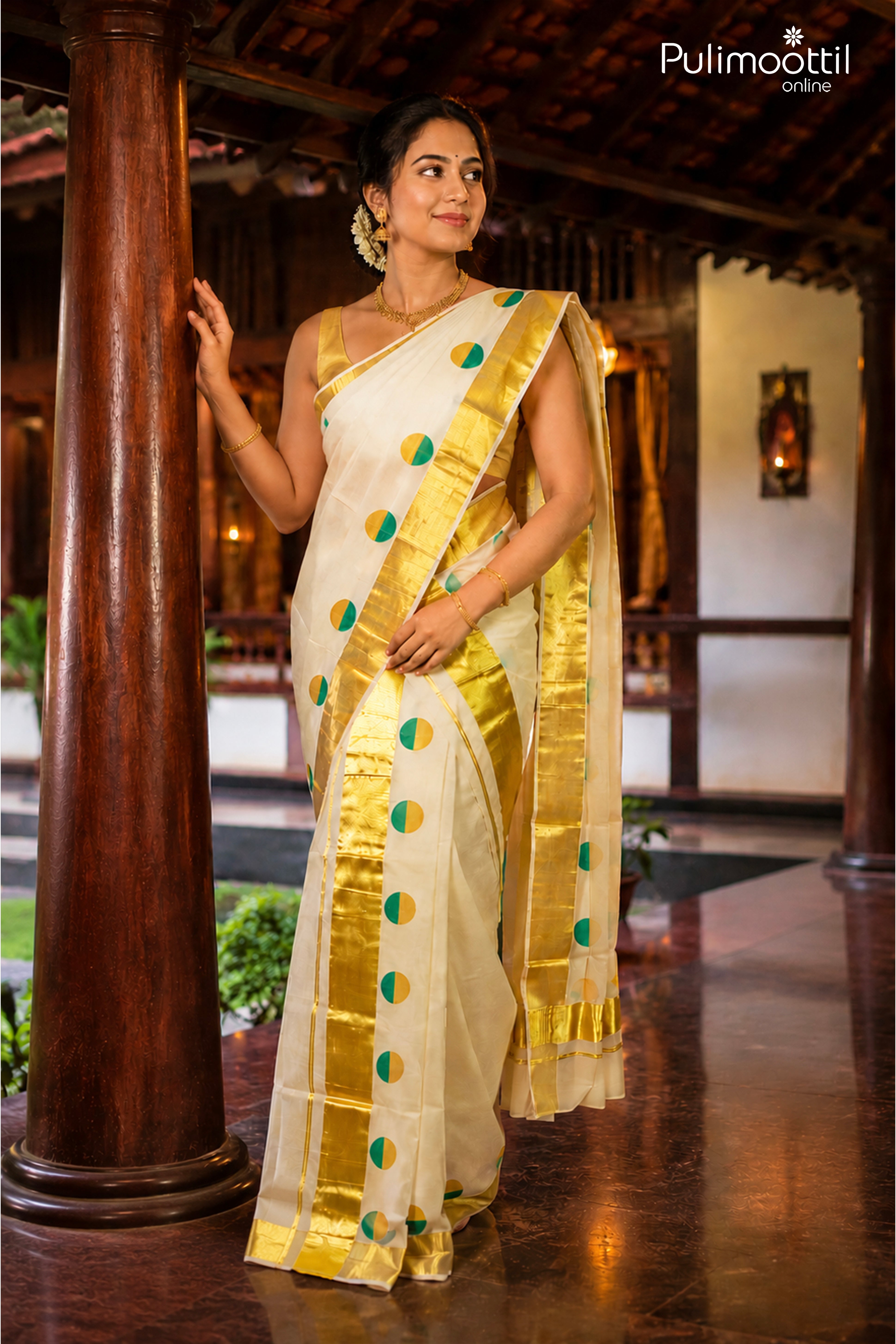 Onam Special Kerala Traditional golden tissue Set Dhoti