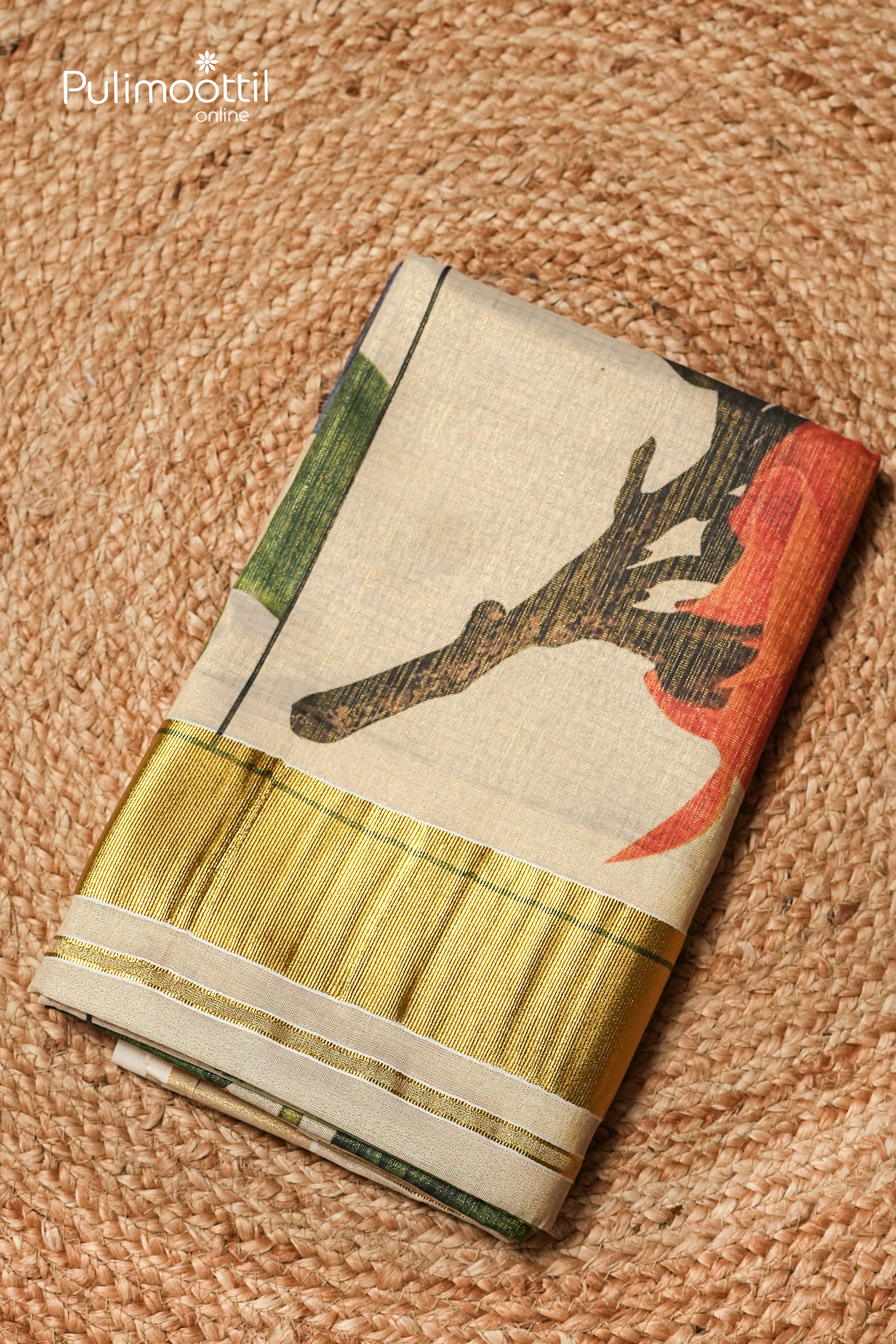 Kerala Traditional Golden Tissue Set Saree