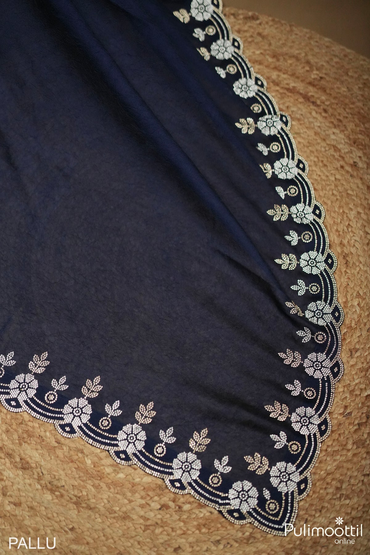 Blue Color Crushed Georgette Fancy Saree