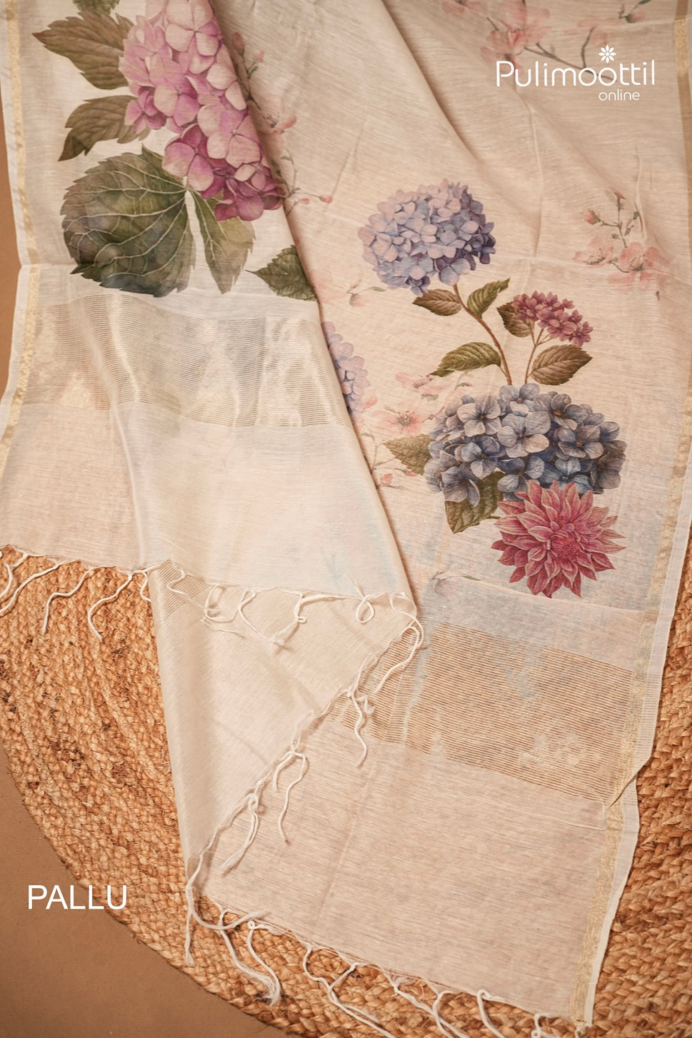Offwhite Colour Semi Chanderi Traditional Saree