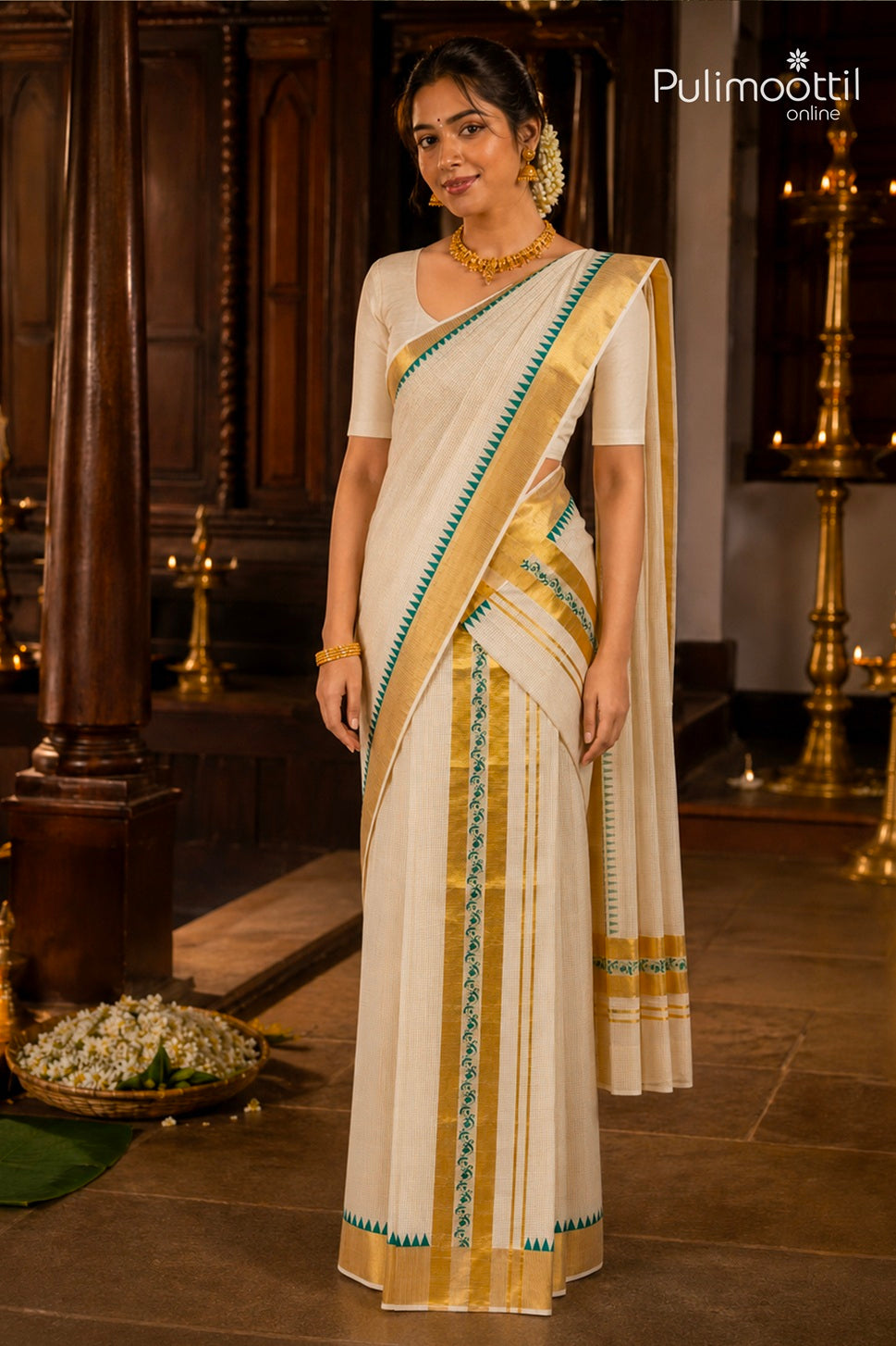 Onam Special Kerala Traditional Grid Check Set Mundu
