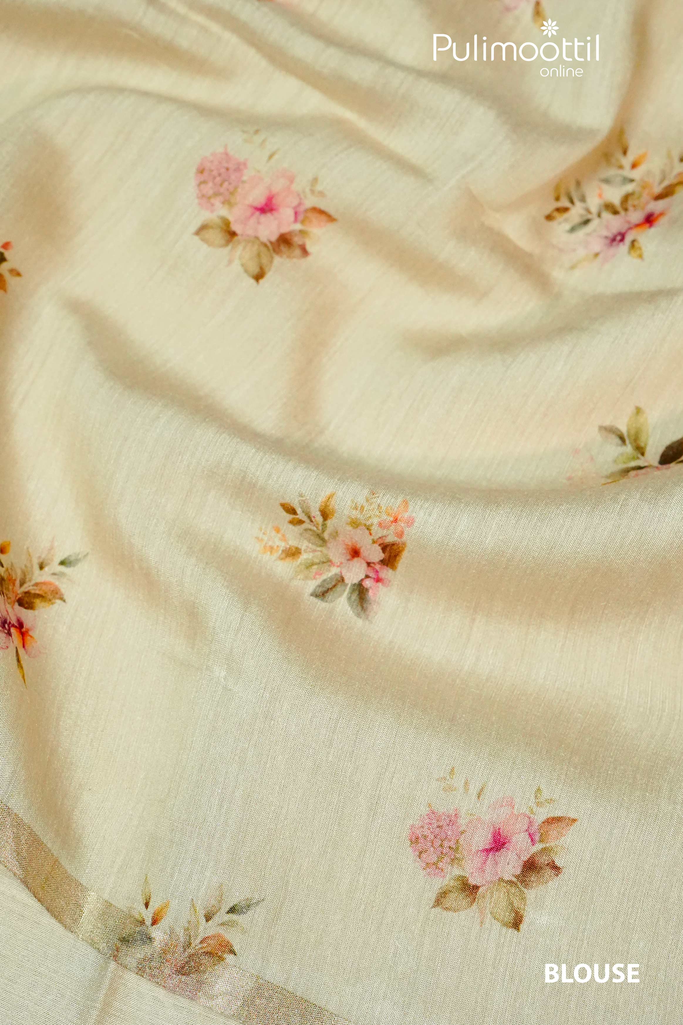 Cream Colour Pure Tussar Silks Saree.