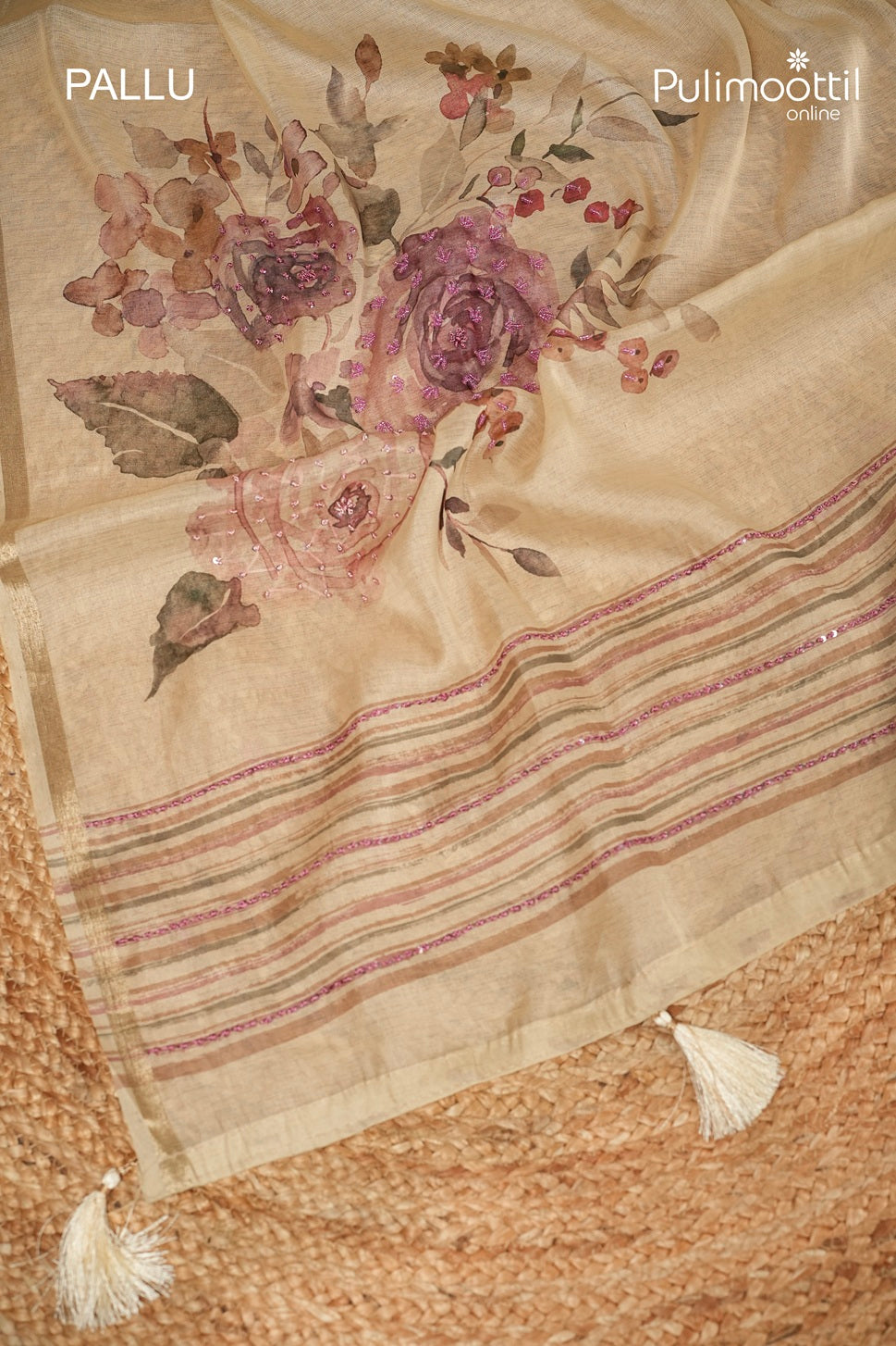 Ivory Colour Oraganza Saree