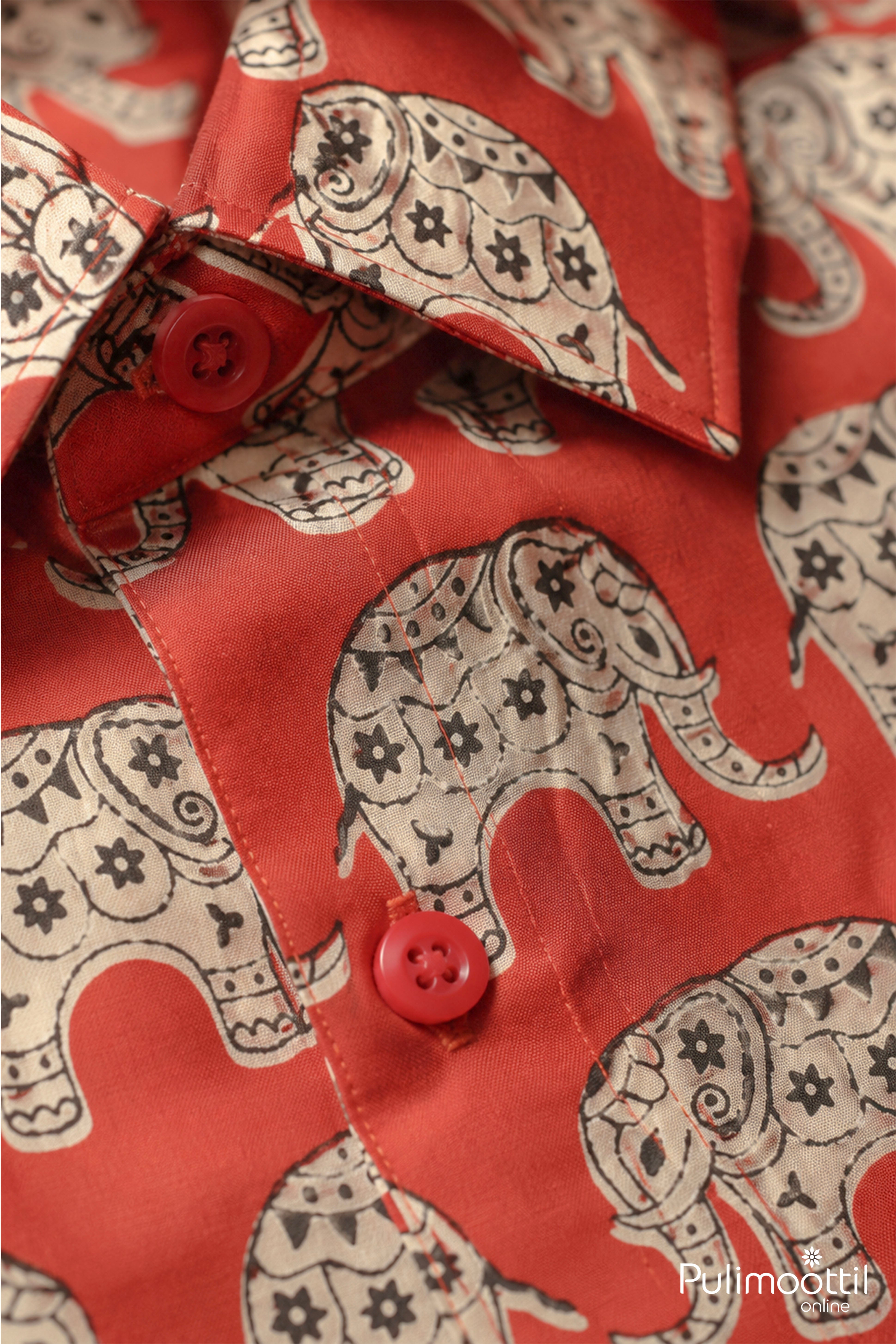 Terracotta Red Color Half Sleeve Mens Shirt