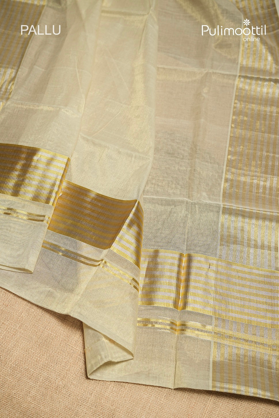 Kerala Traditional Golden Tissue Handloom Saree