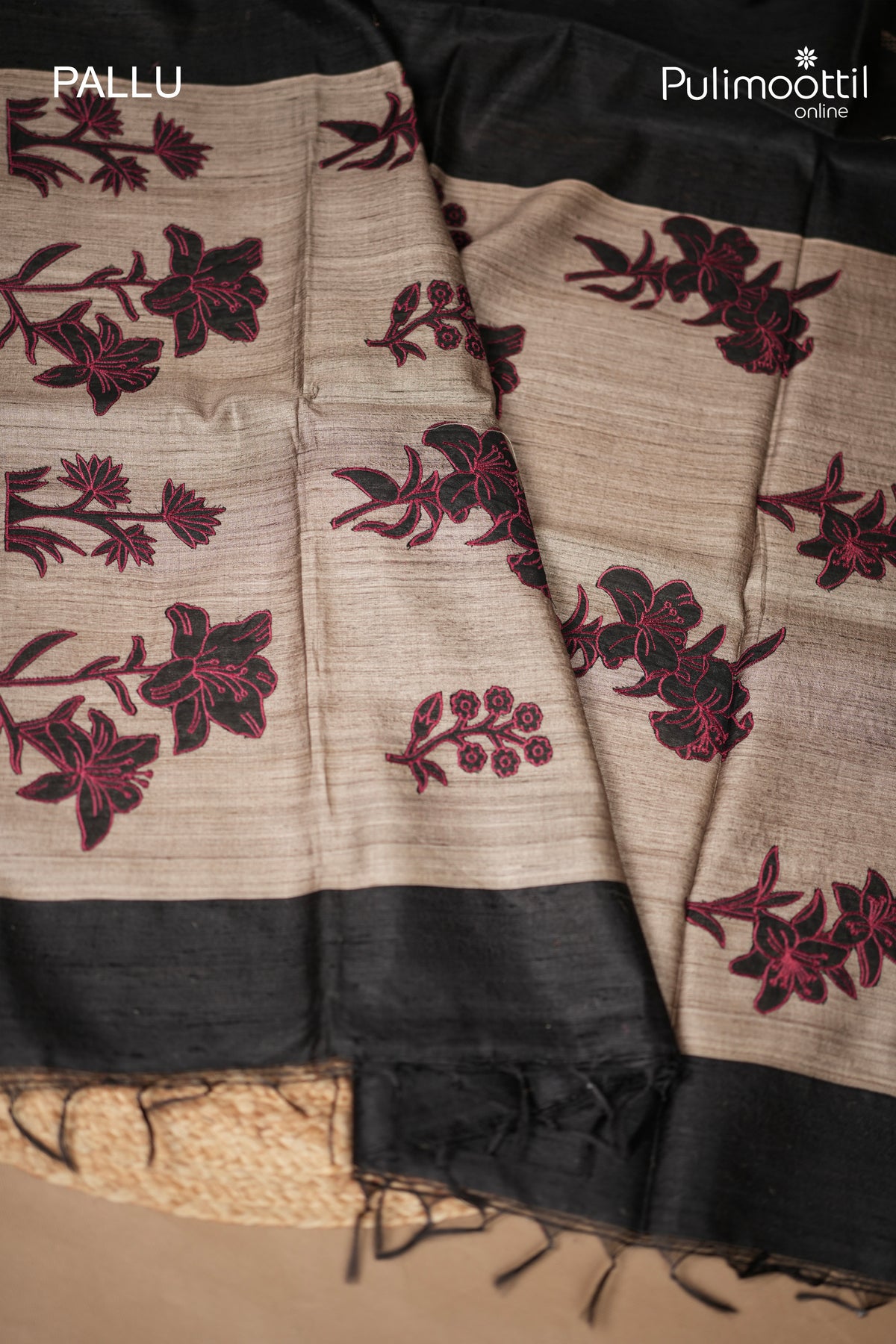 Black Colour Jute Silk Saree