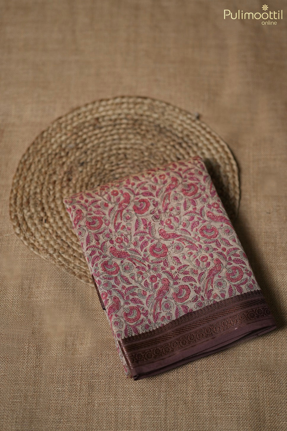 Dark Cream Colour Chanderi Saree.