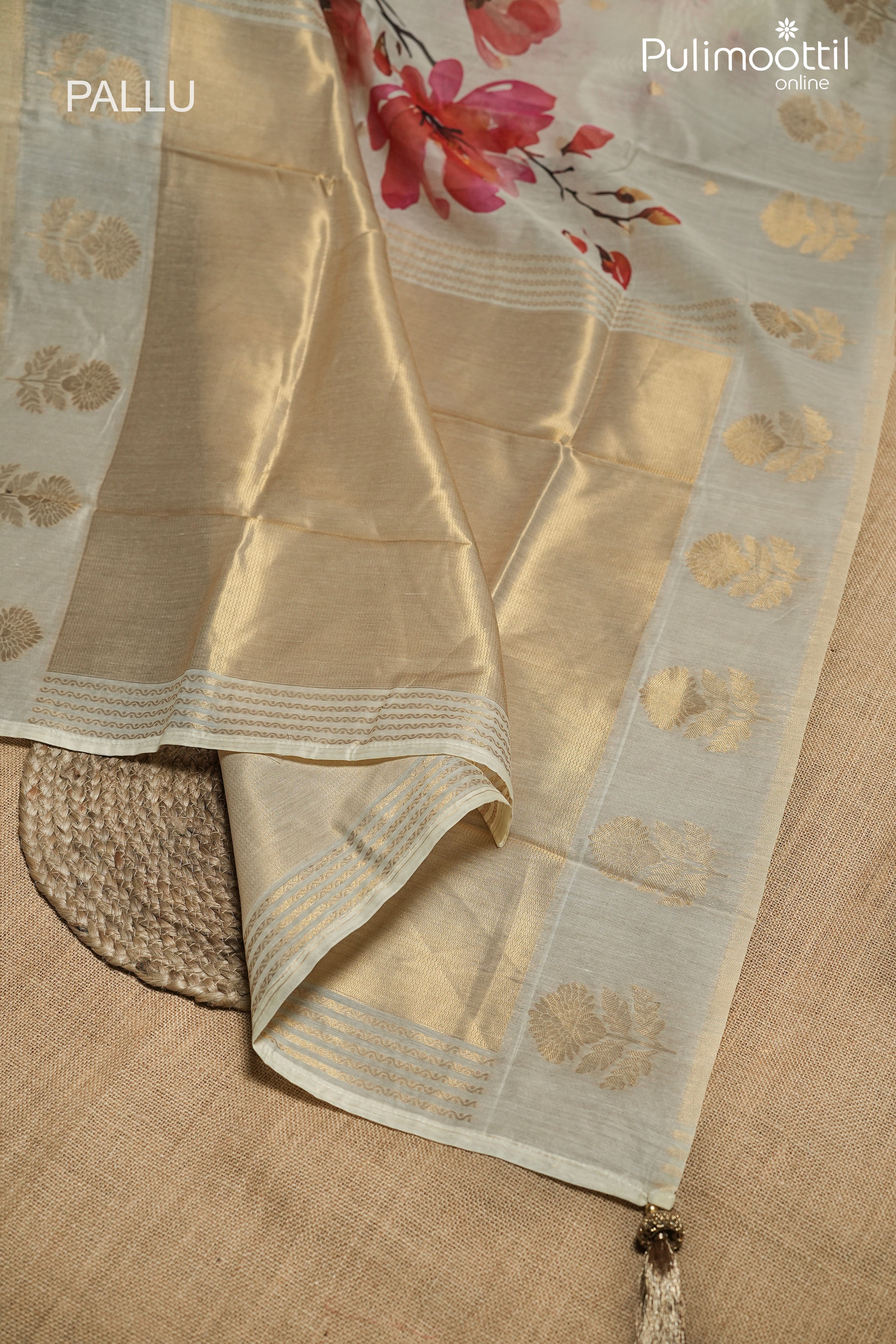 Off White Colour Semi Chanderi Traditional Saree