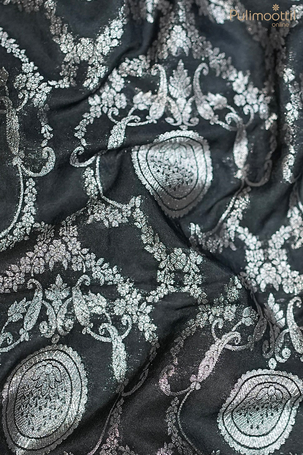Black And Silver Brocade Fabric