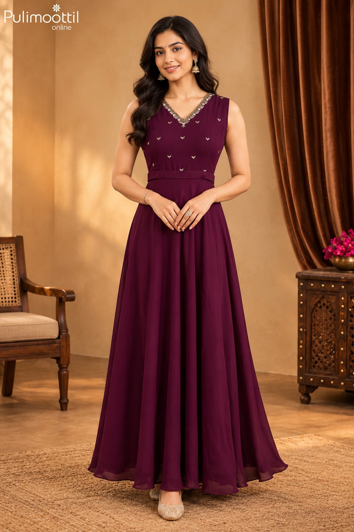 Purple georgette gown1