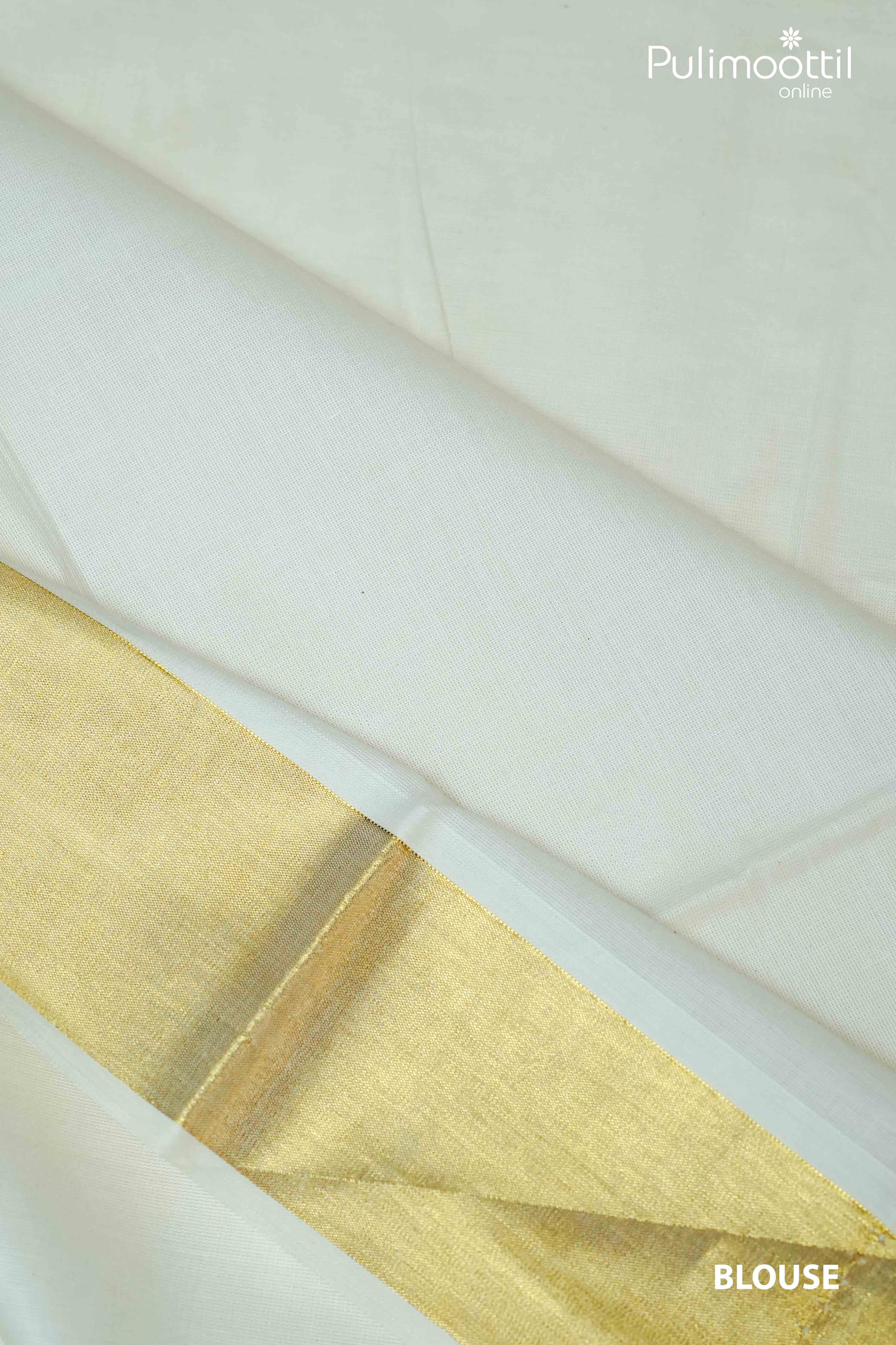 Cream Colour Handloom Kerala Traditional Set Saree.
