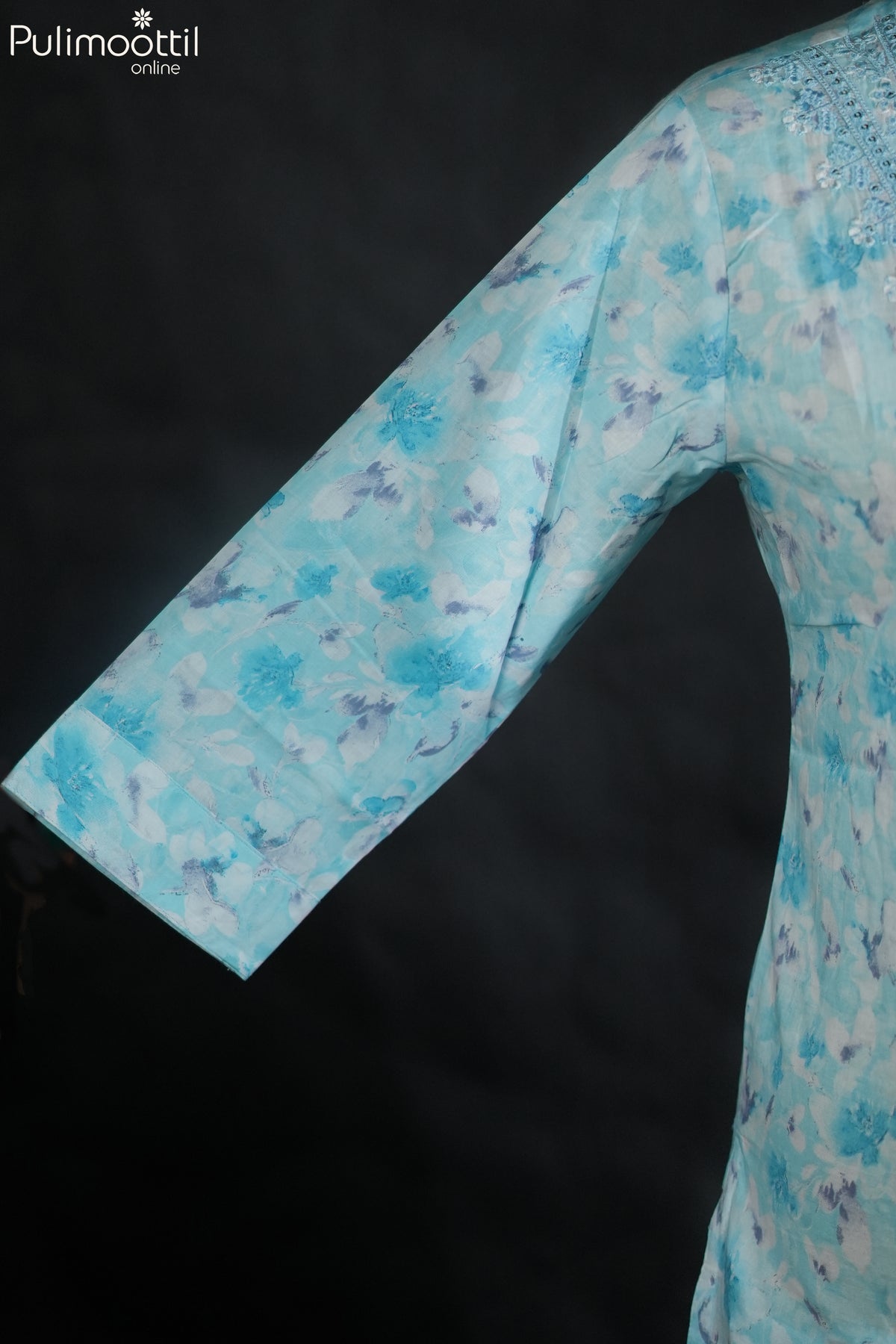 Sky blue cotton kurti set4