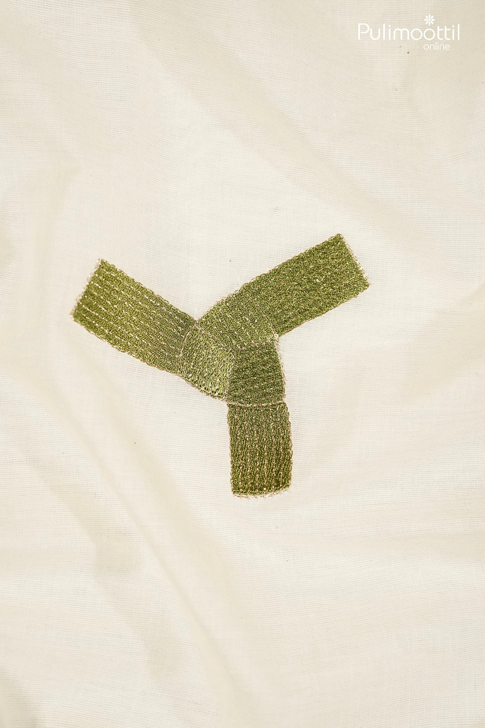 Off-White Cotton Fabric with Traditional Handwoven Kattadi Design