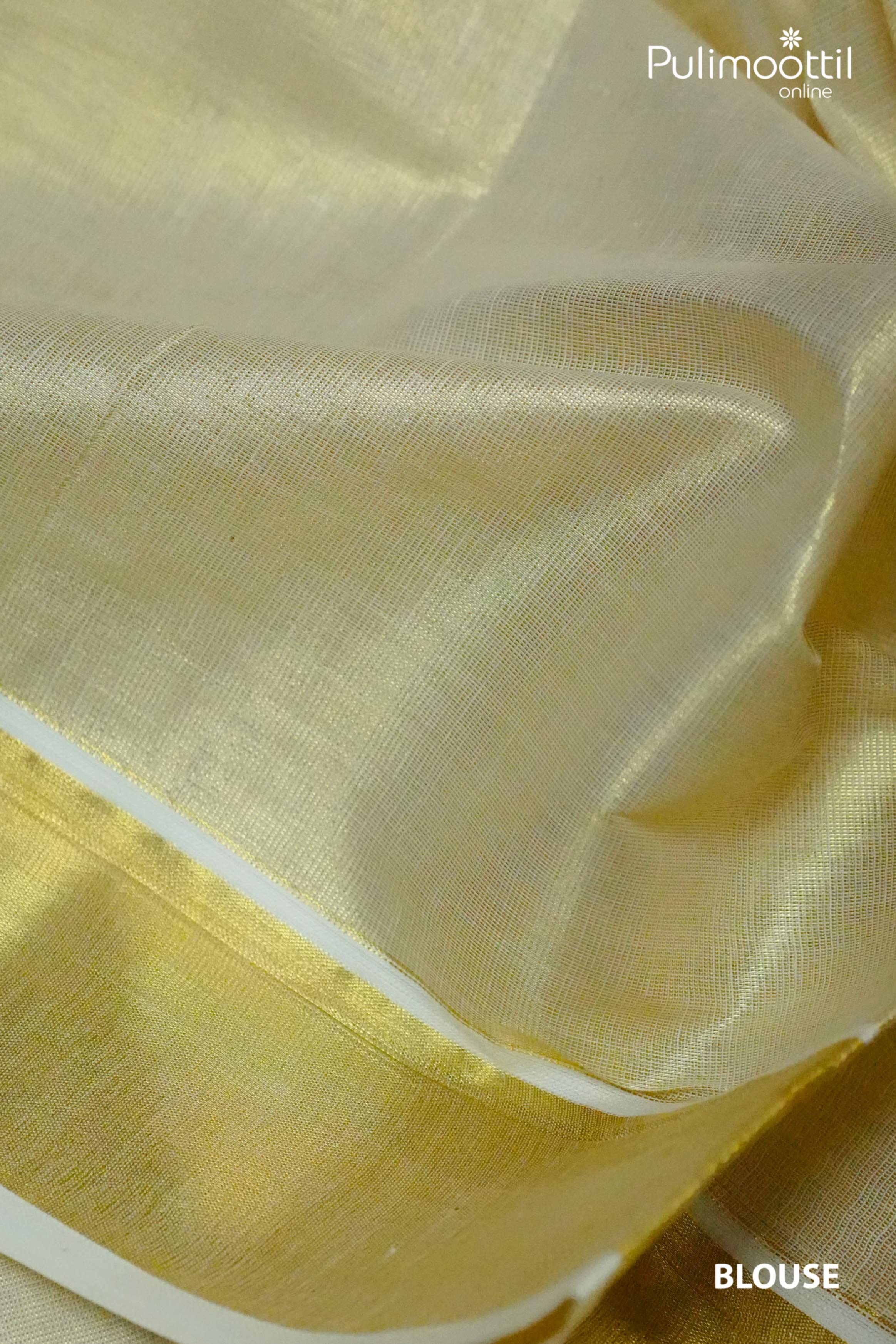 Cream Colour Kerala Traditional Set Saree.